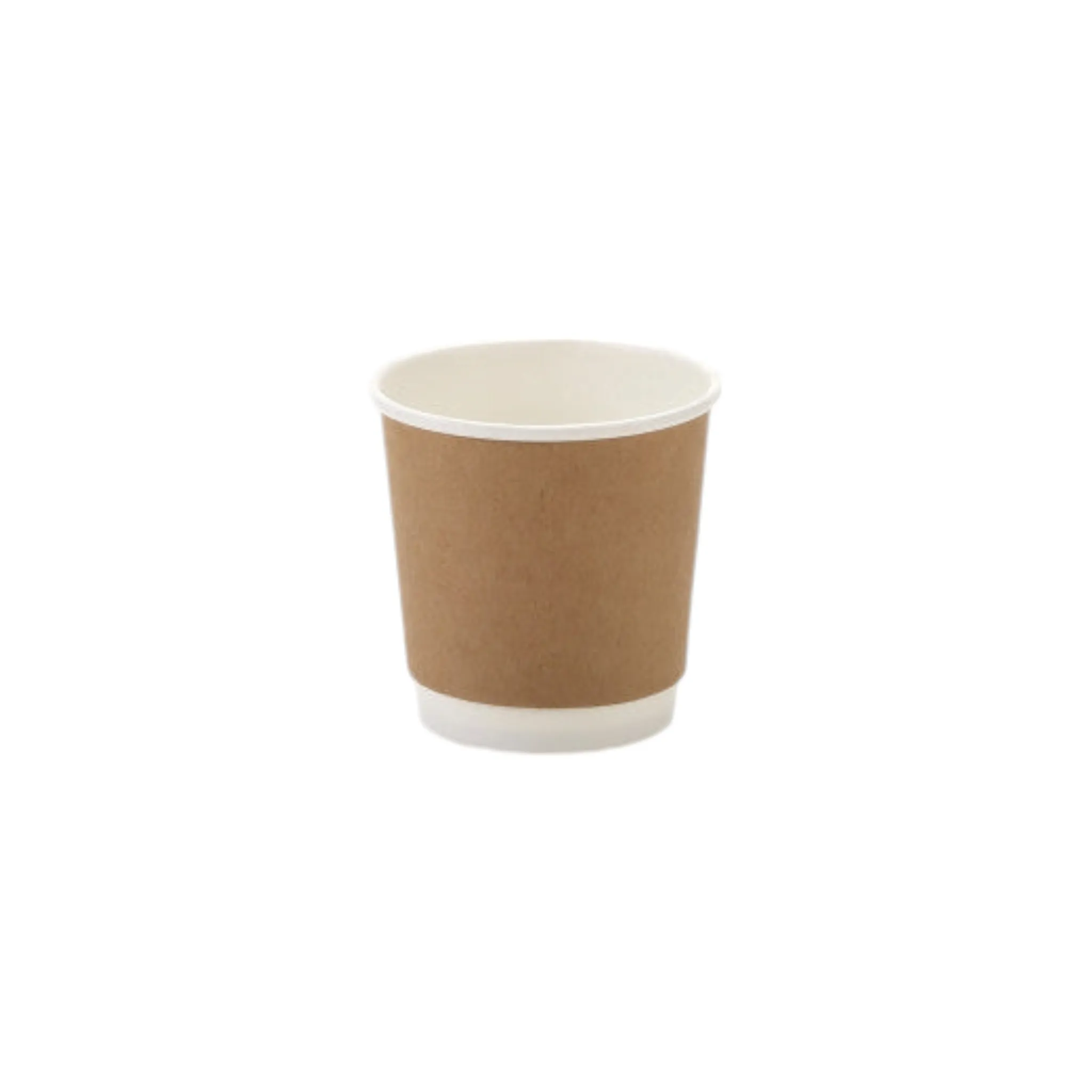 100ml Espresso Coffee Cup Kraft Double Wall with White Lid 10pack