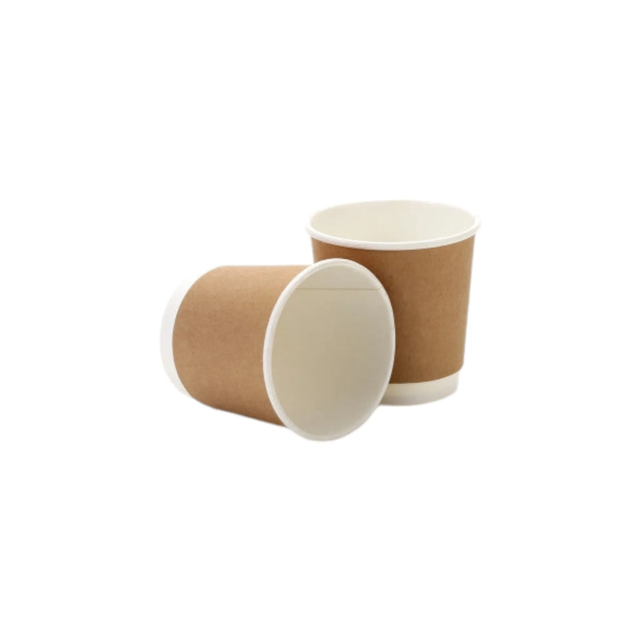 100ml Espresso Coffee Cup Kraft Double Wall with White Lid 10pack