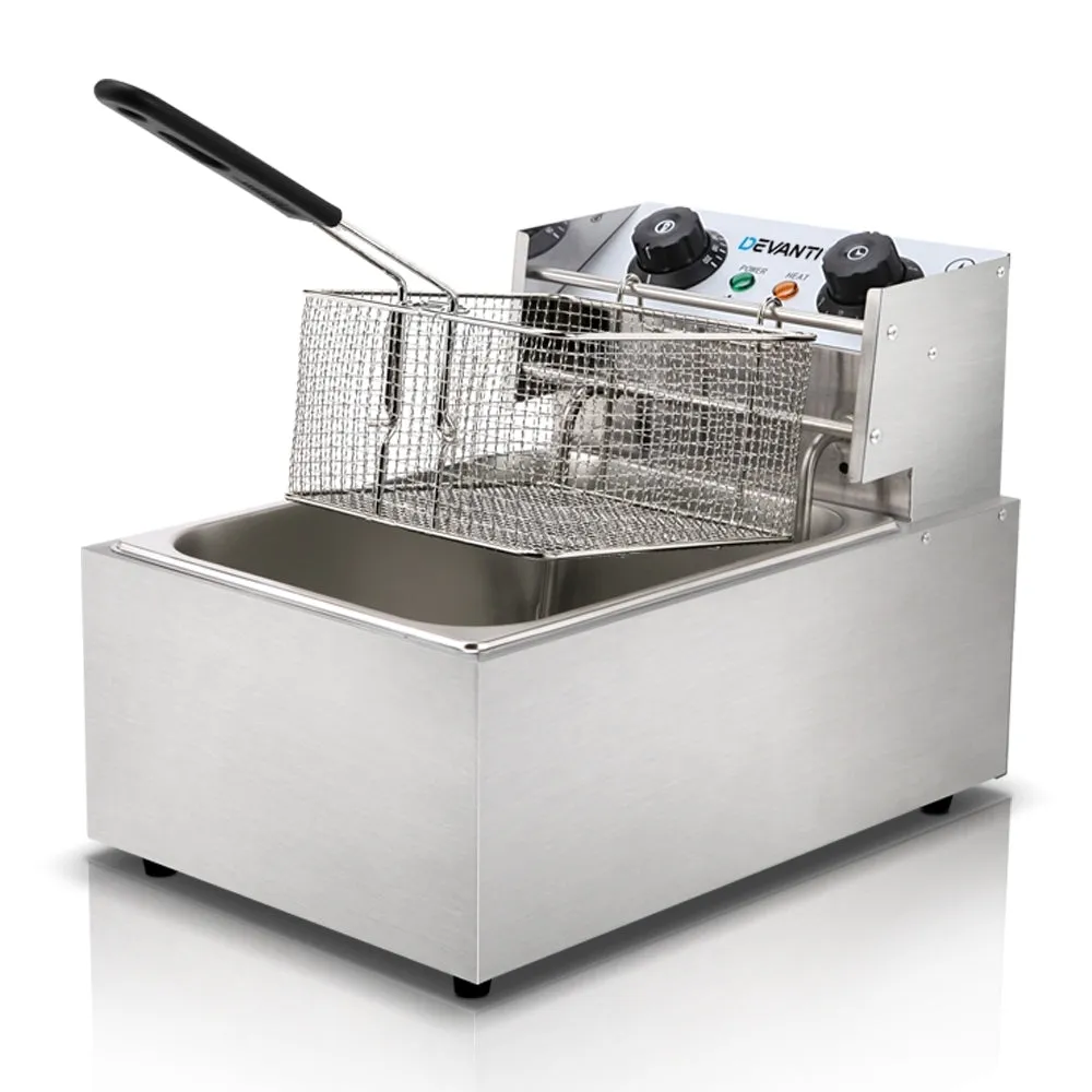 10L Stainless Steel Electric Deep Fryer 2200W - Devanti