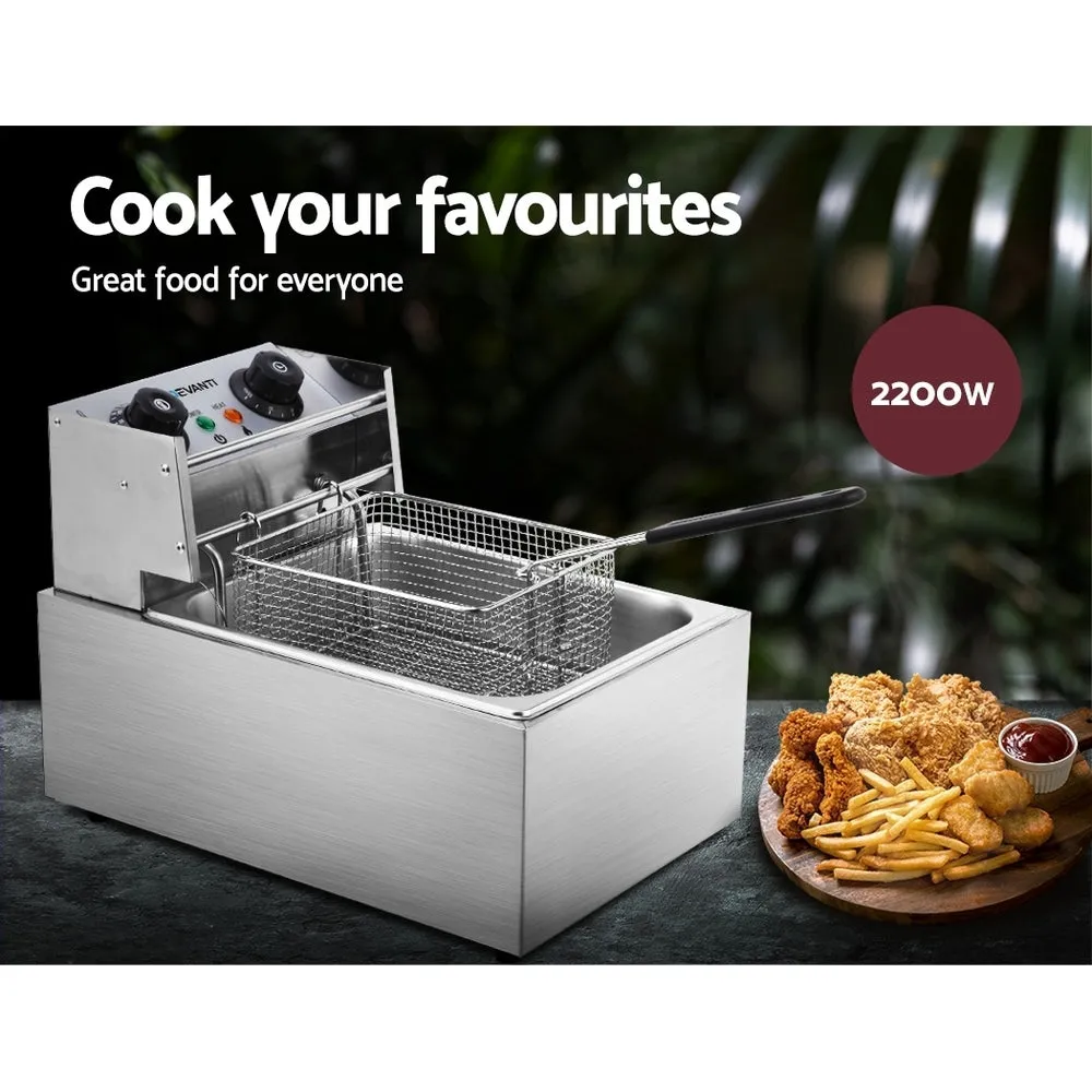 10L Stainless Steel Electric Deep Fryer 2200W - Devanti