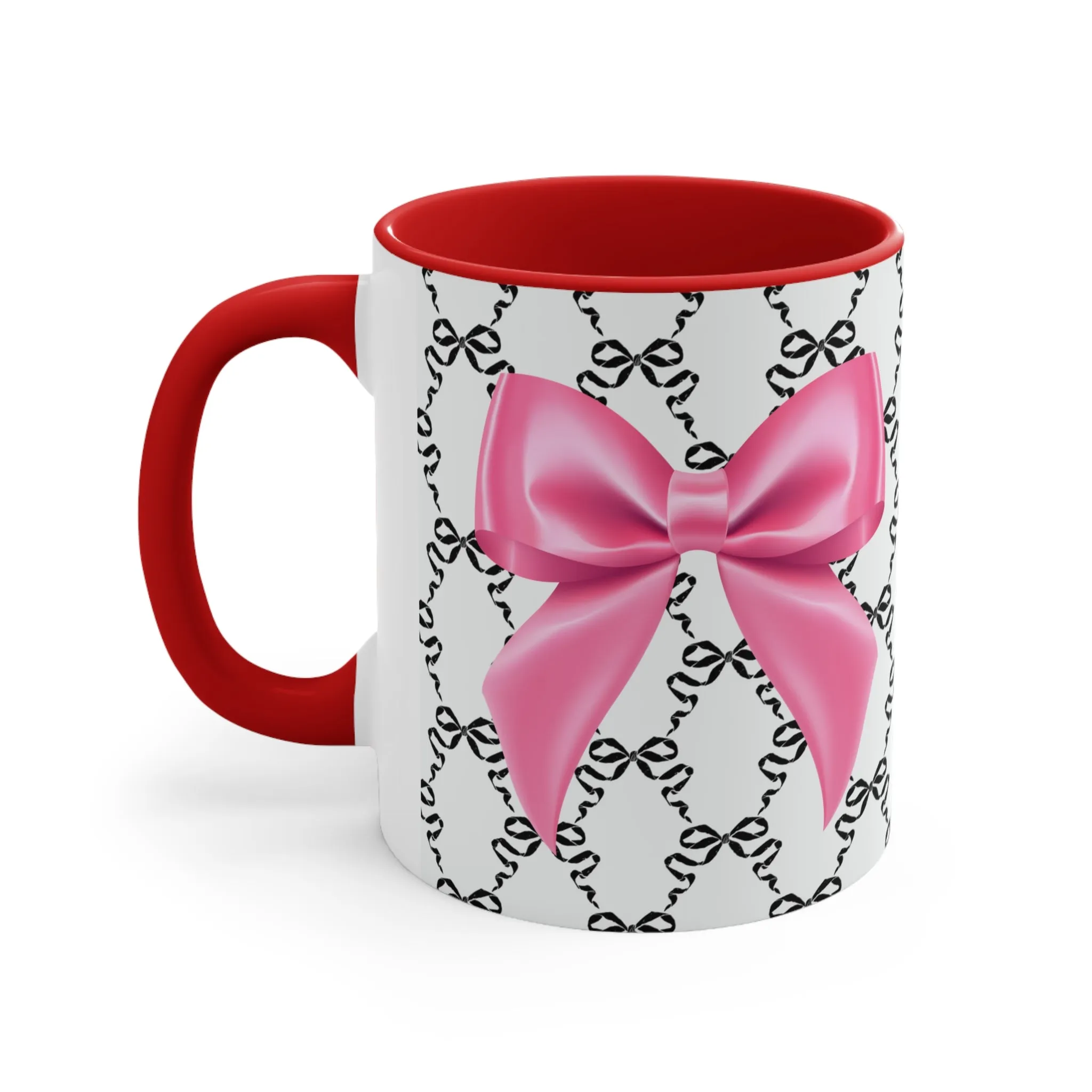 11oz Coquette Black with Pink Bow Ceramic Mug