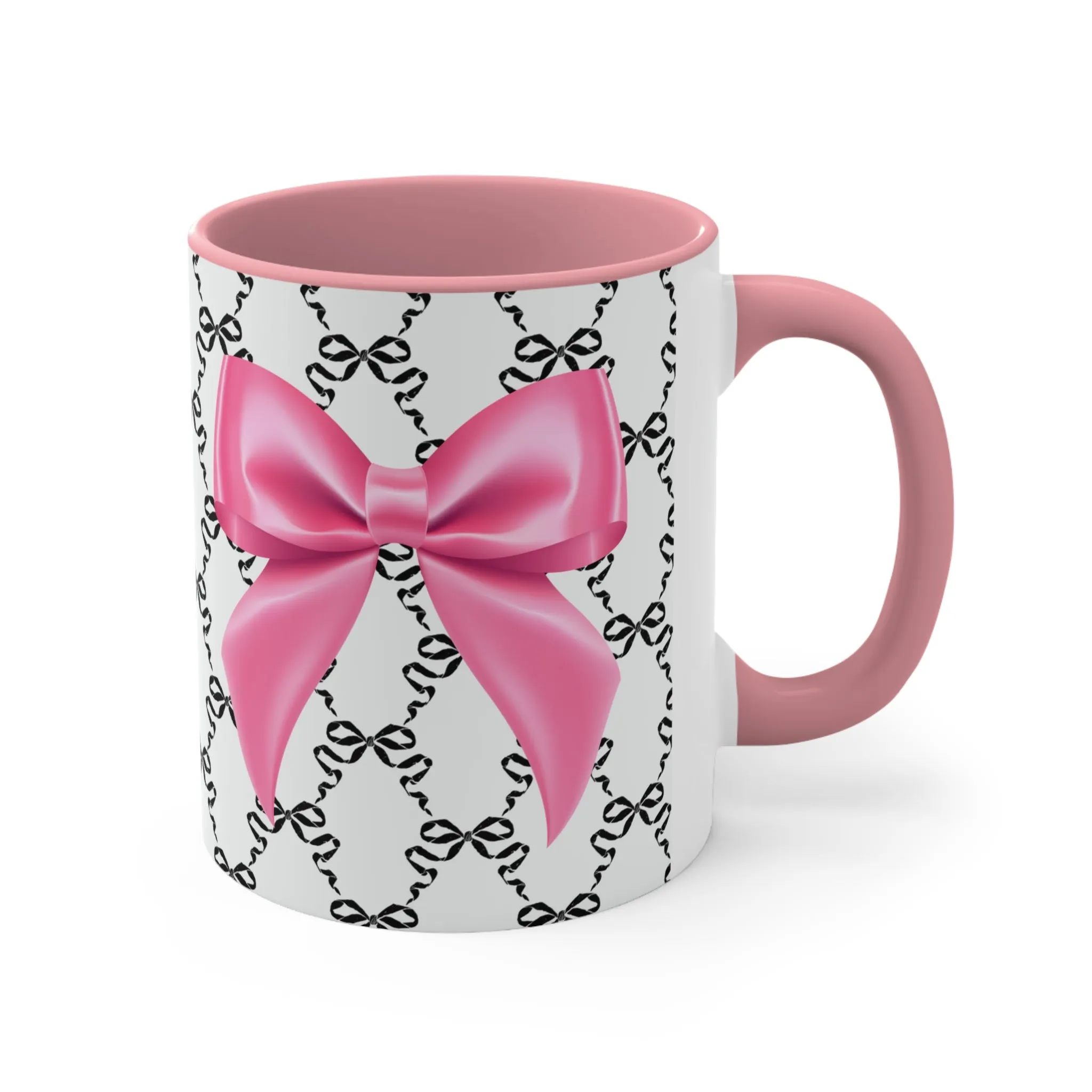 11oz Coquette Black with Pink Bow Ceramic Mug