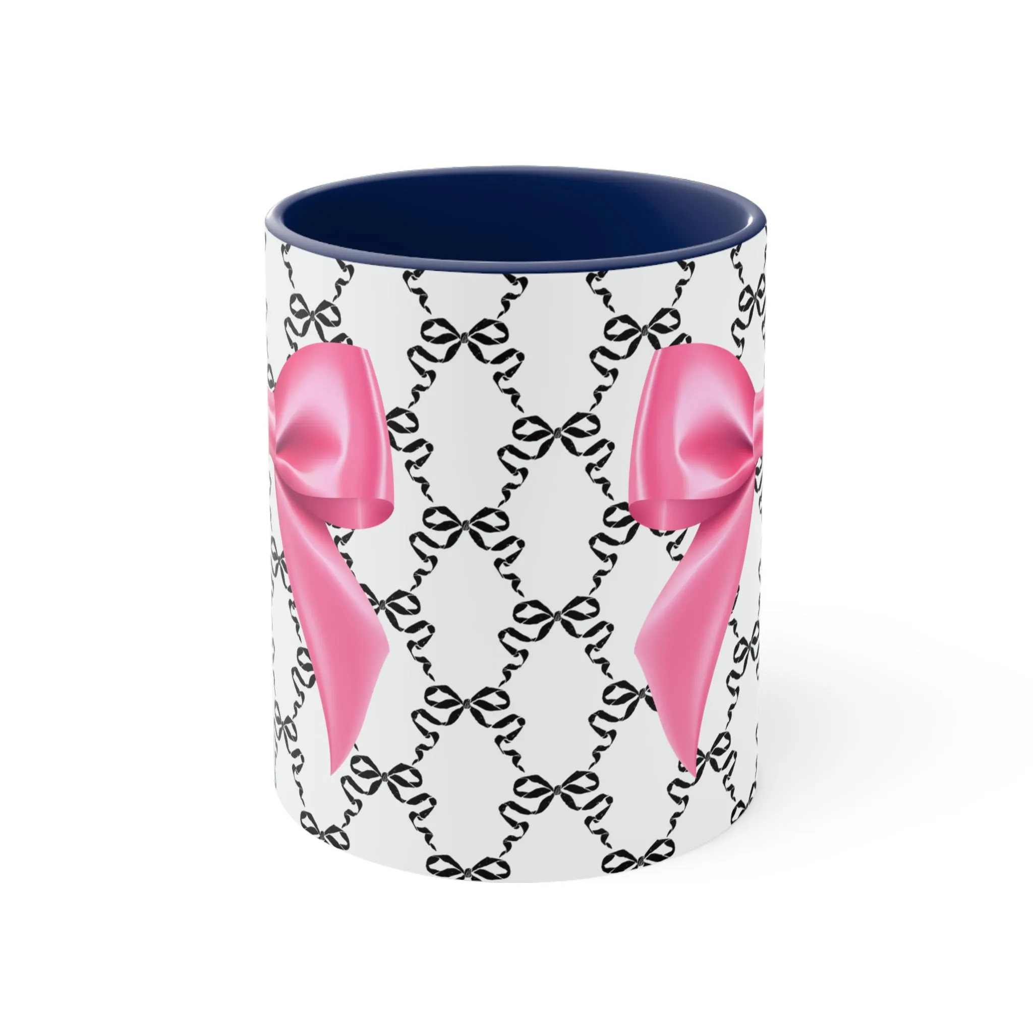 11oz Coquette Black with Pink Bow Ceramic Mug