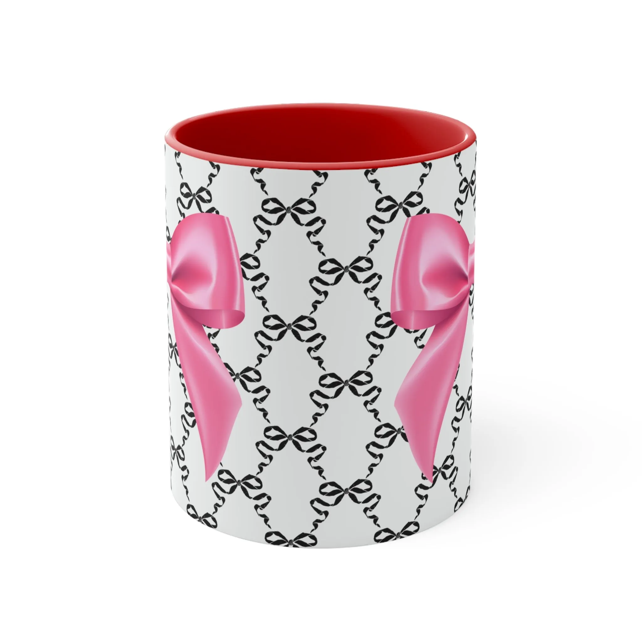 11oz Coquette Black with Pink Bow Ceramic Mug