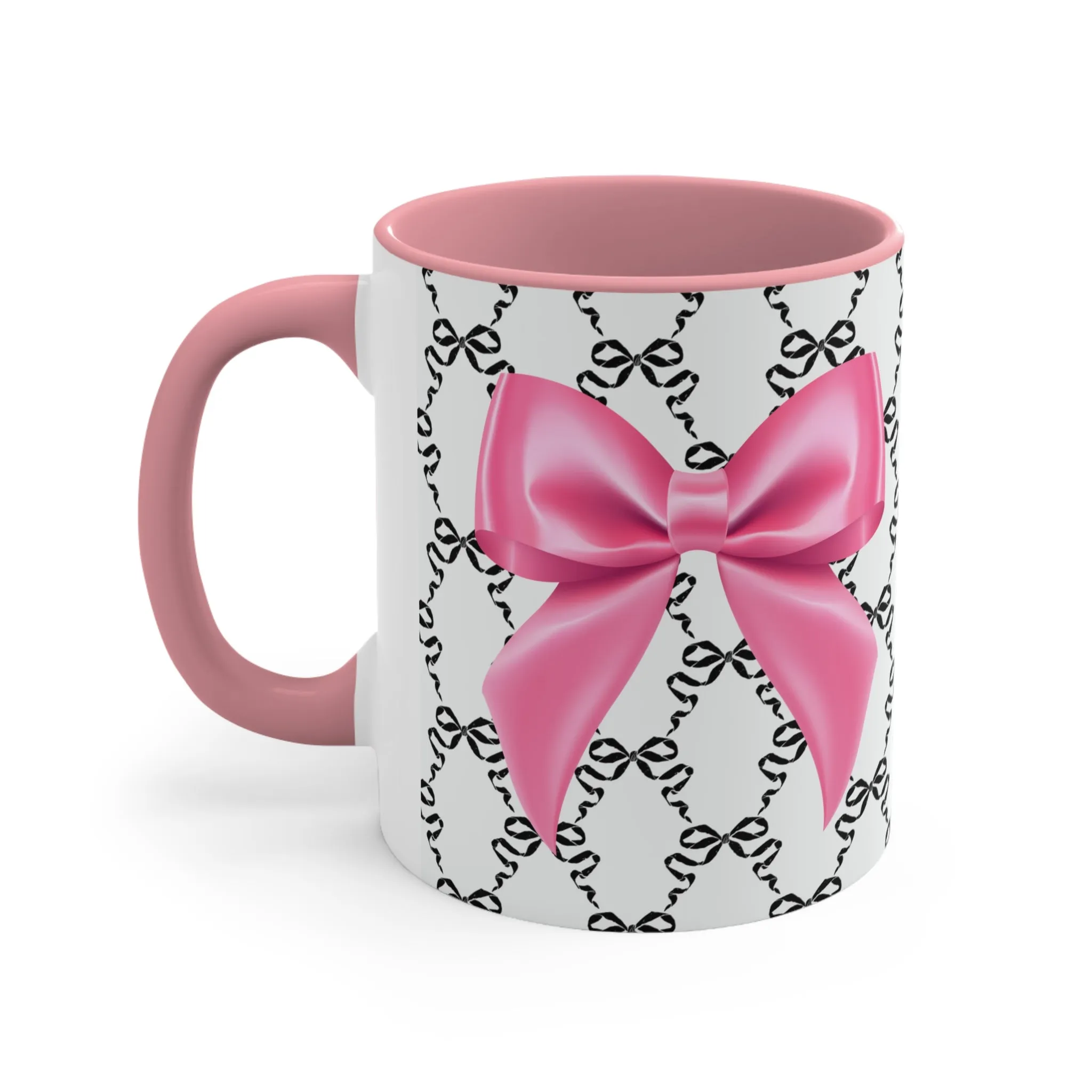 11oz Coquette Black with Pink Bow Ceramic Mug