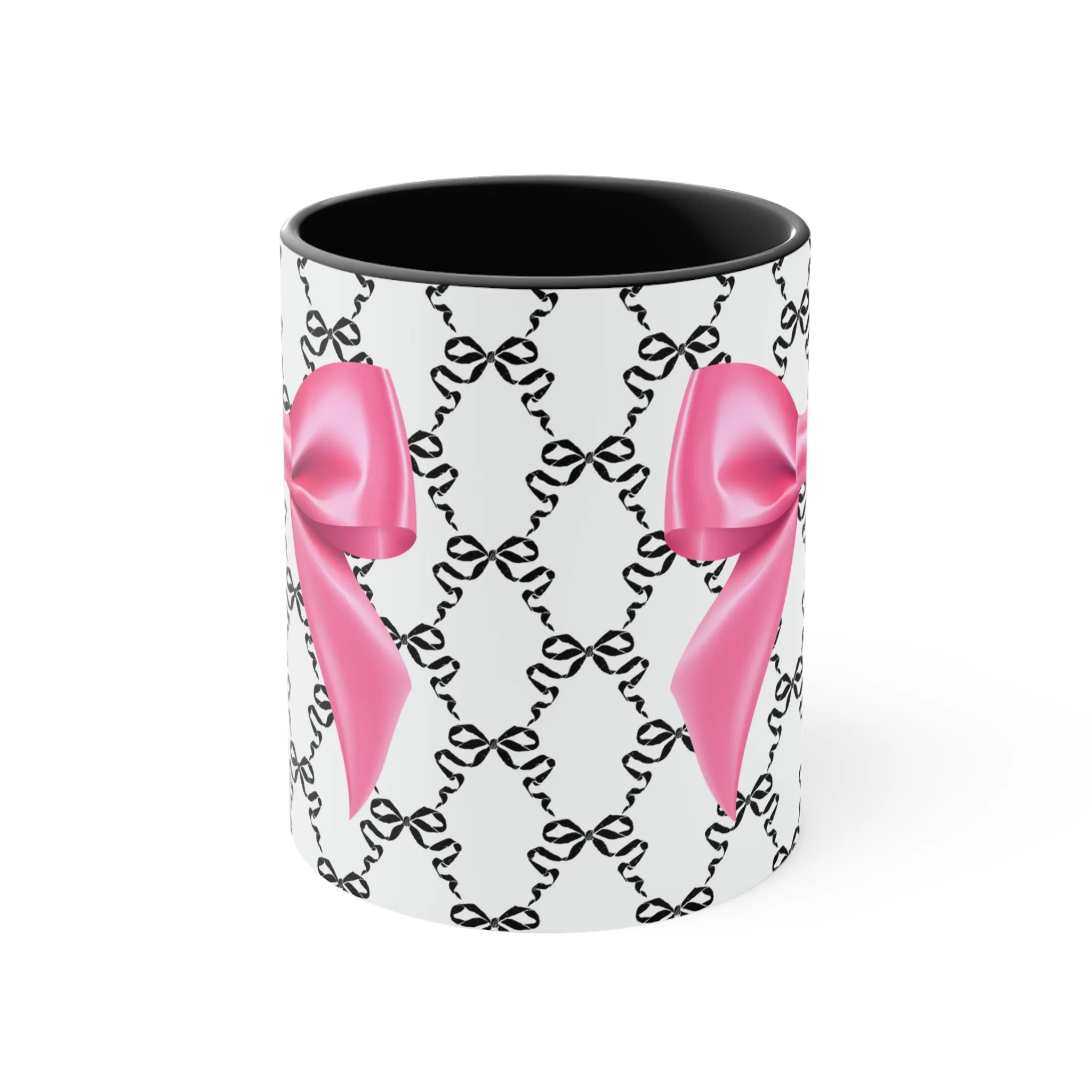 11oz Coquette Black with Pink Bow Ceramic Mug