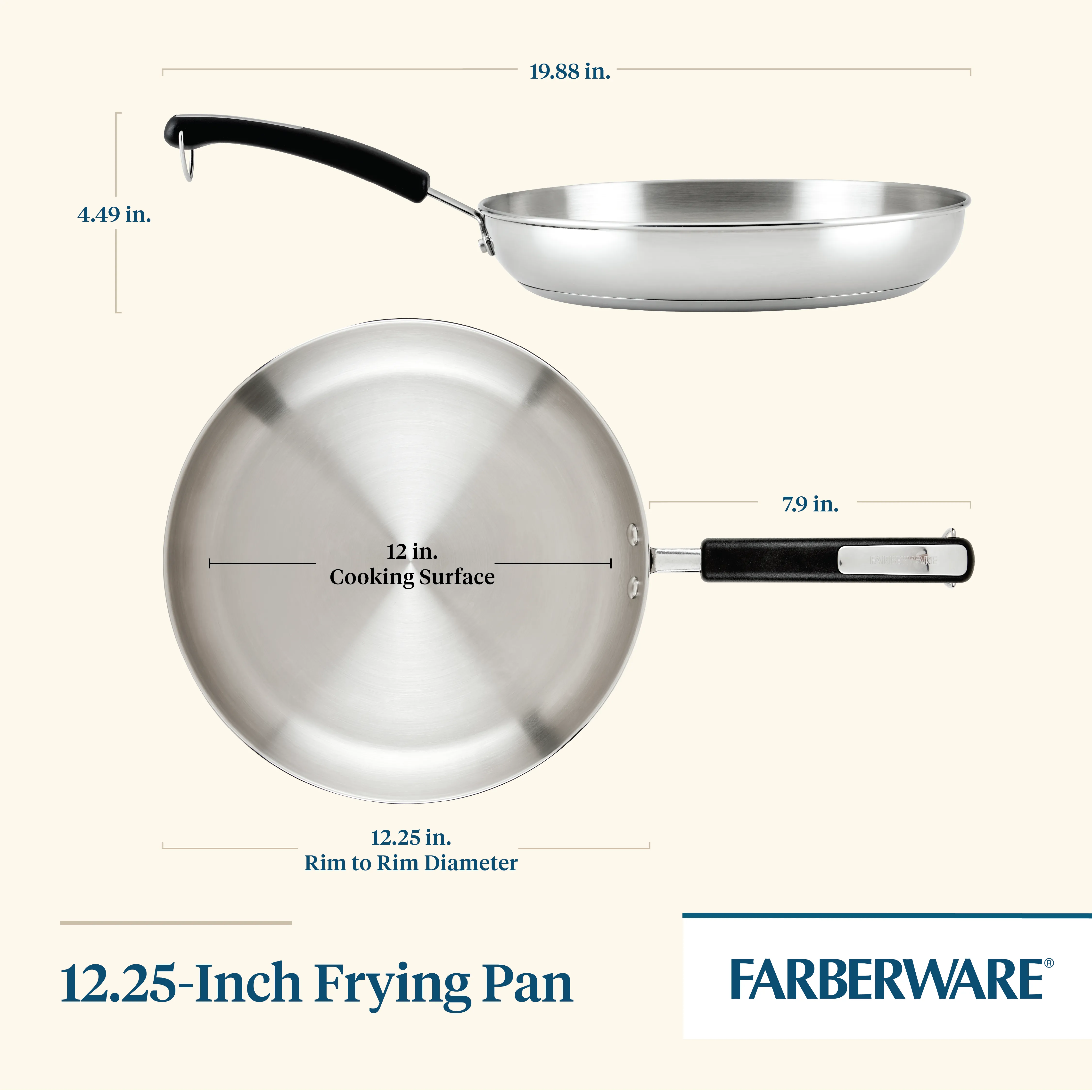 12.25-Inch Stainless Steel Frying Pan