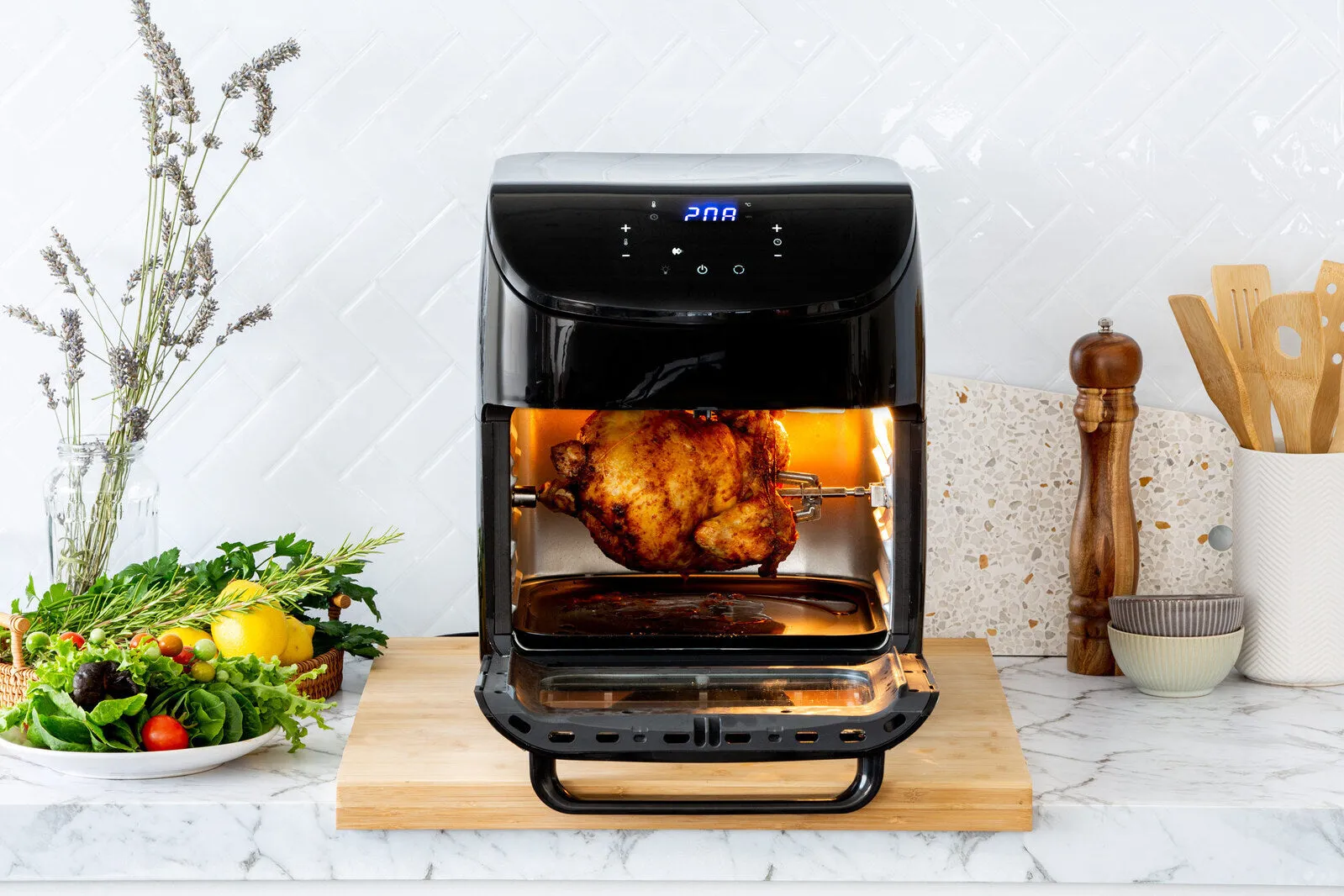 12L Digital Air Fryer with 200C, 7 Cooking Settings & Rotisserie Function