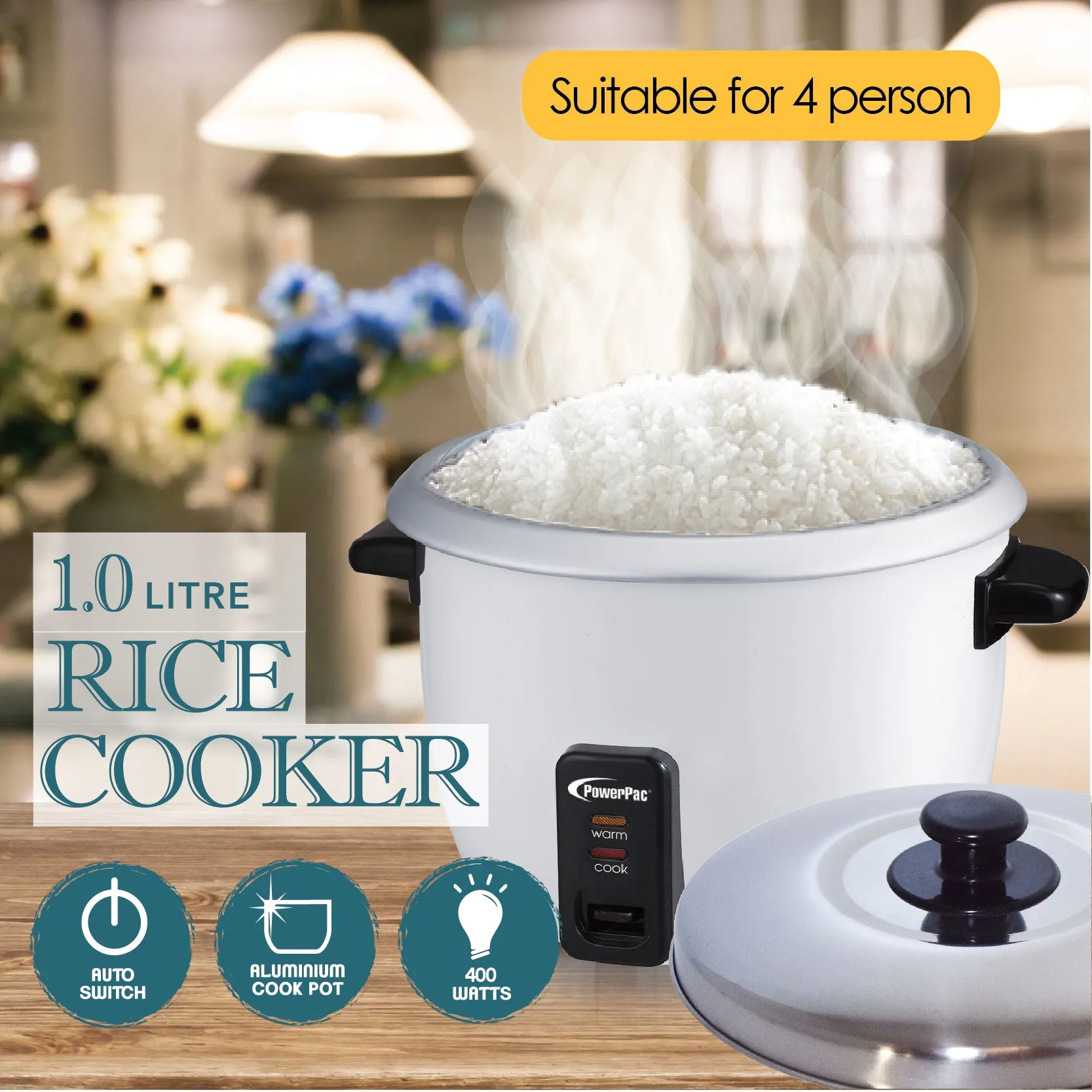 1L Rice Cooker with Aluminium Inner Pot (PPRC4)