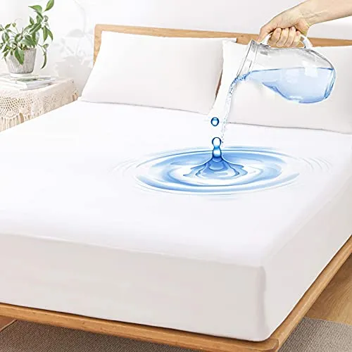 2 Pack Twin Size Premium Waterproof Mattress Protector, Soft Breathable Mattress Pad Cover, Noiseless Waterproof Bed Cover - Stretch to 21" Fitted Deep Pocket Mattress Protection Cover