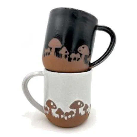 (20% Off) Mug - 12oz - White Glazed Mushrooms Mug by Ruby Farms Pottery