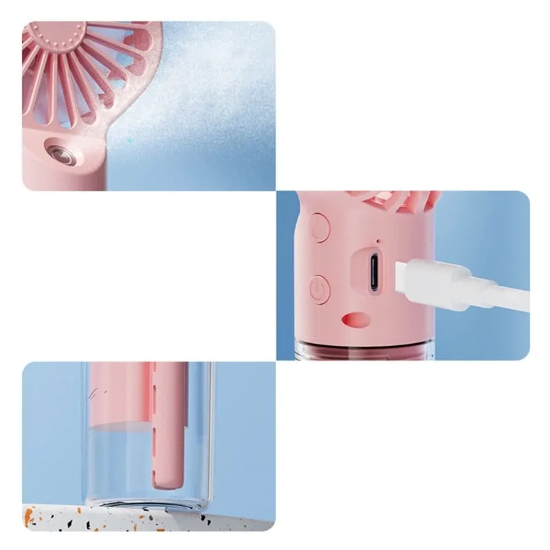 20CC Portable Water  Mist Fan USB Rechargeable Handheld Mini Fan Quiet Cooling Fan for Home, Commute