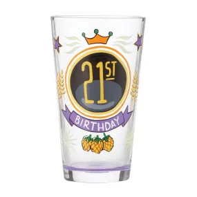 21st Birthday Hand-Painted Beer Glass, 16 oz.