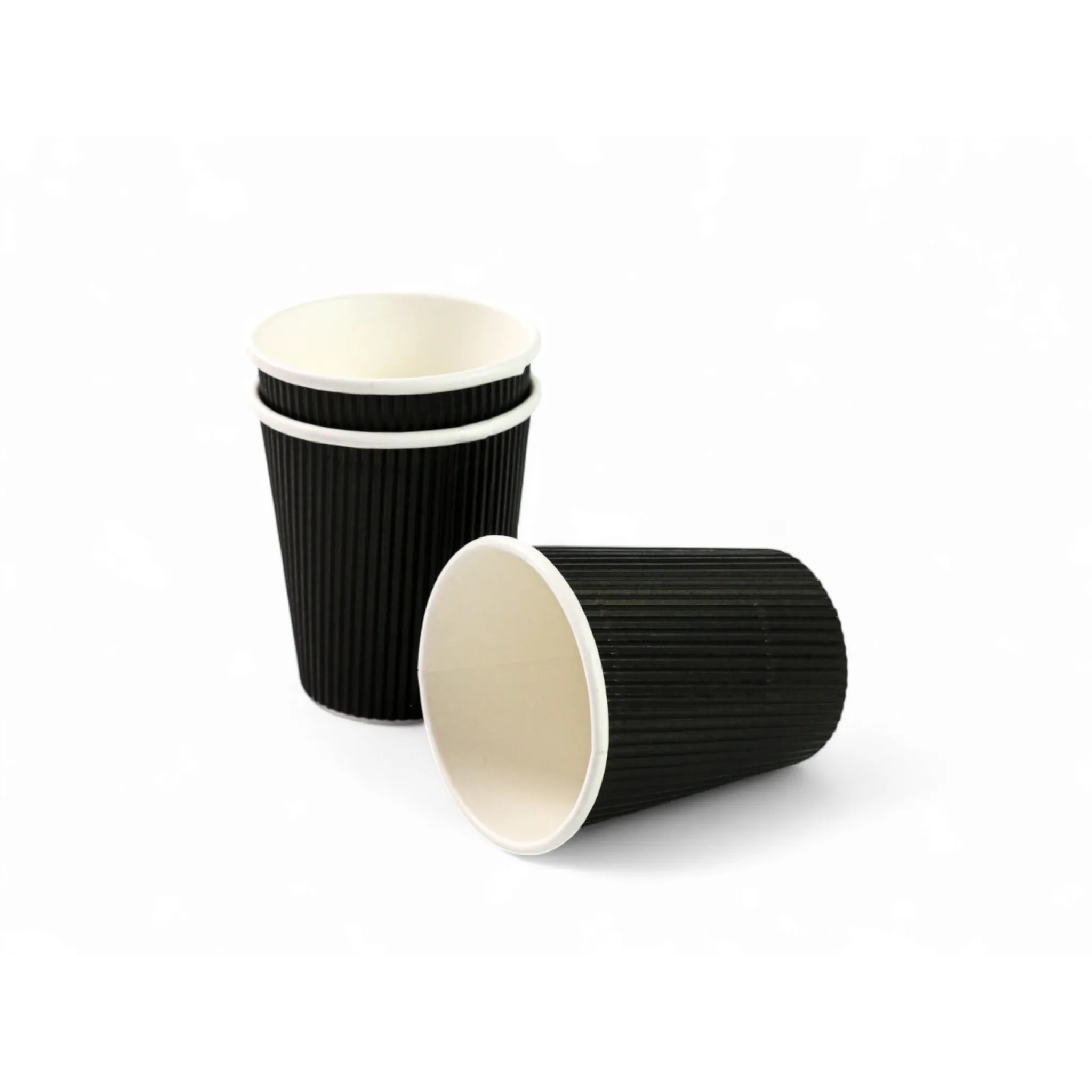 250ml Ripple Paper Coffee Cup Matte Black 5pack