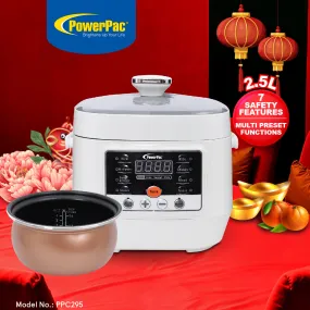 2.5L Electric Pressure Cooker, 7 Safety Features & Multi Preset Functions (PPC295)