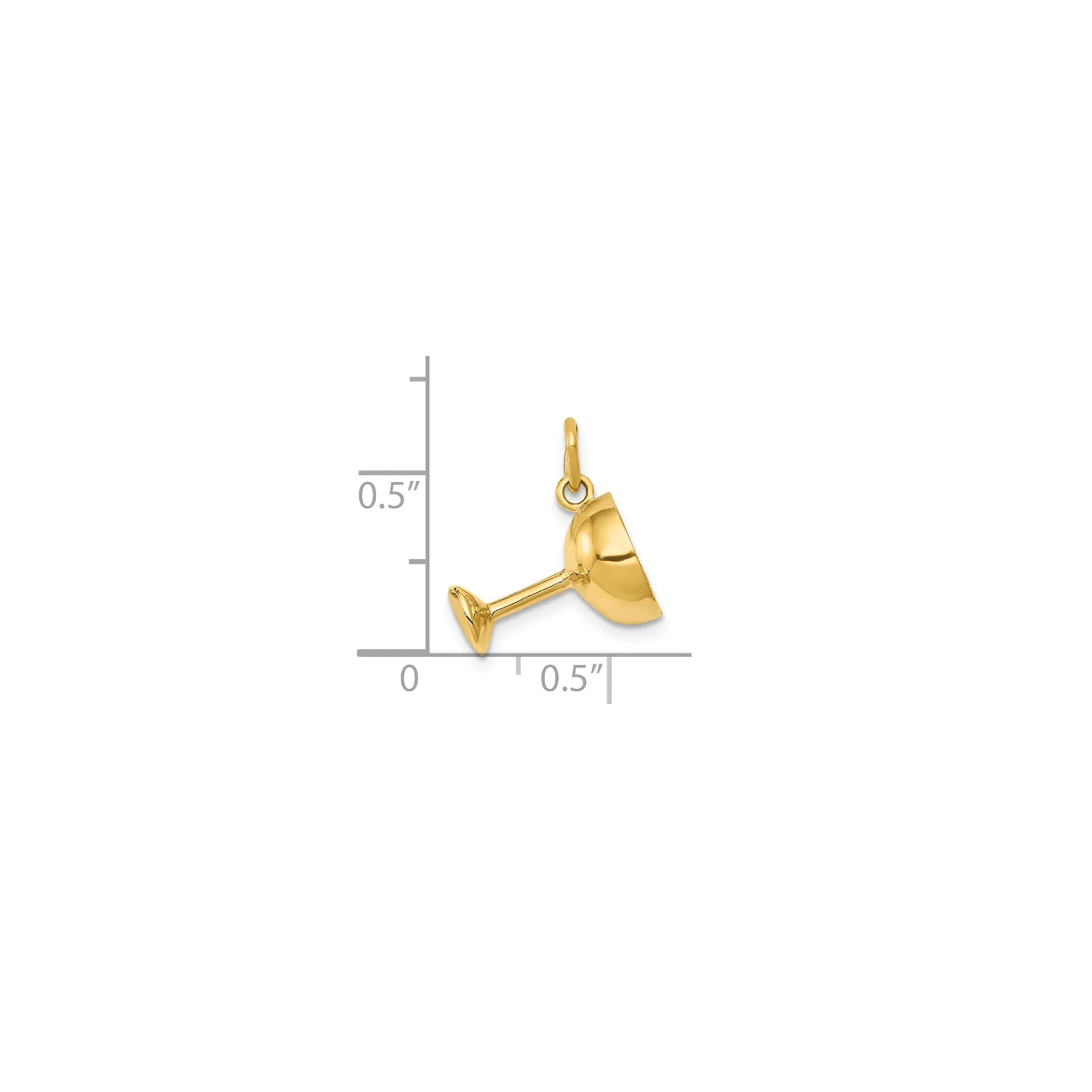 3-D Champagne Glass Charm (14K)