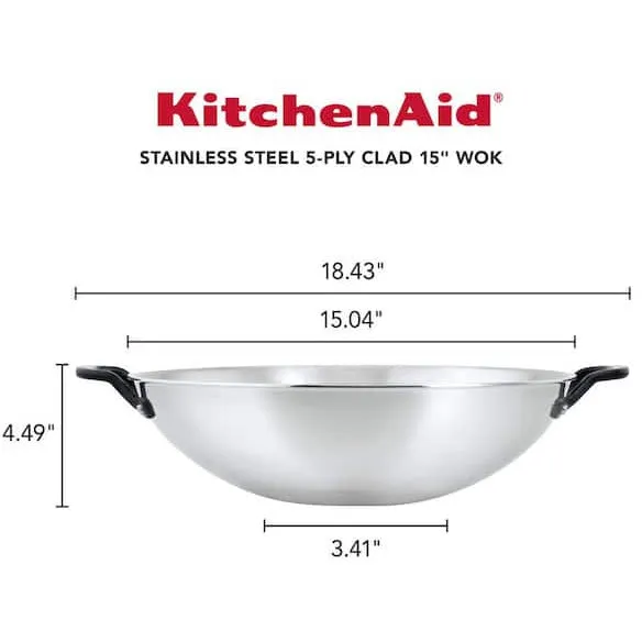 5-Ply Clad Polished Stainless Steel Wok