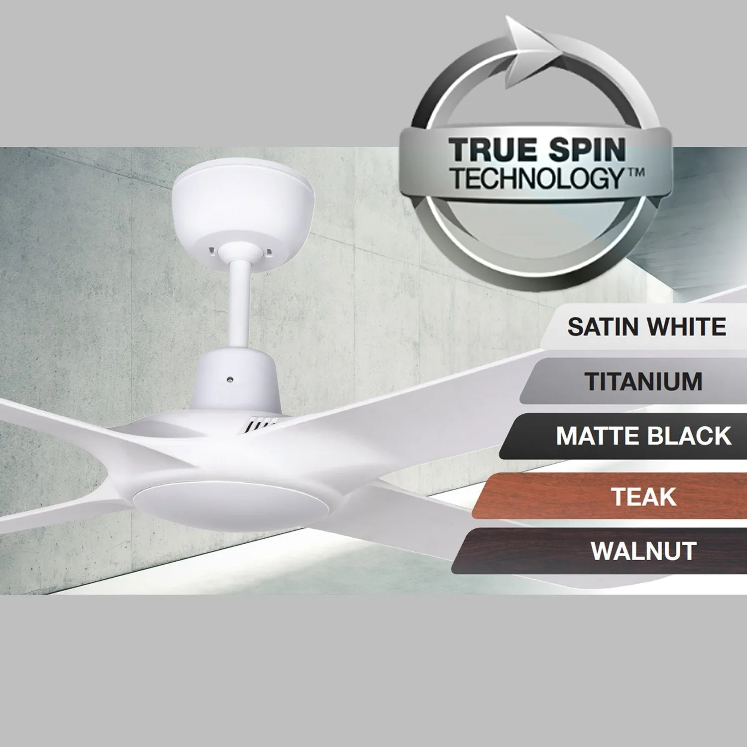 50" (1250mm) Spyda AC Ceiling Fan w/ 4 Blades Available in Different Colours