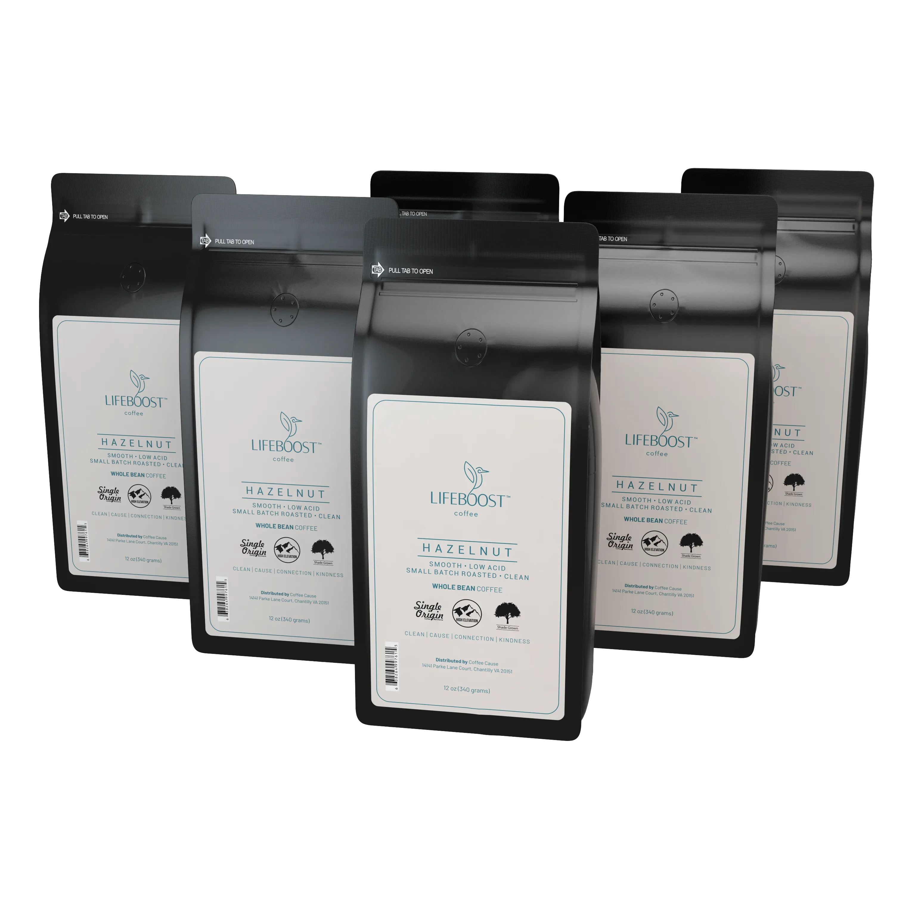 6x Single Origin Specialty, Hazelnut Coffee 12 oz Bag - Bundle