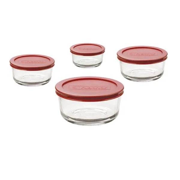 8-Piece Round Glass Food Storage Container Set 91035L20