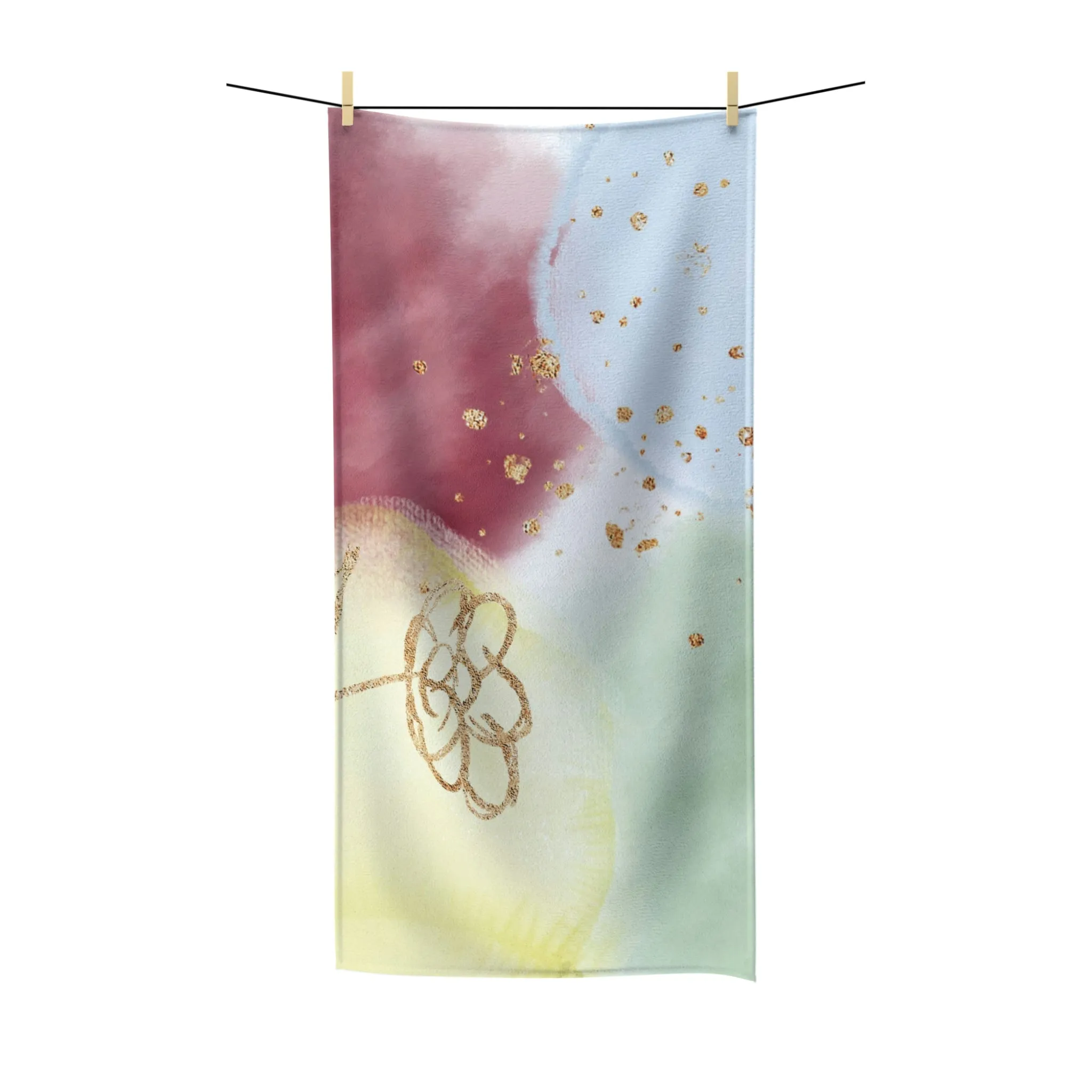 Abstract Boho Bath Towel | Pastel Green Yellow