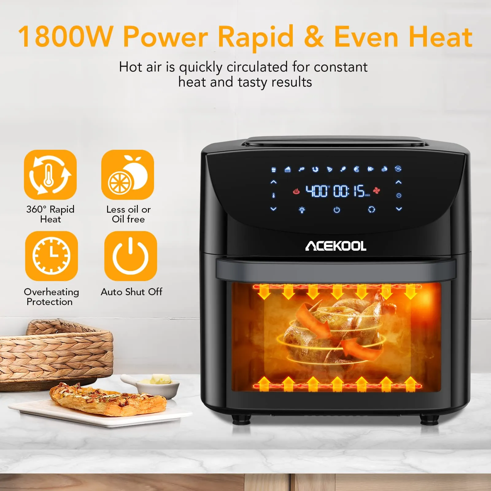 ACEKOOL Air Fryer FT1 10-in-1 19QT Digital Large Airfryer Oven EU Plug