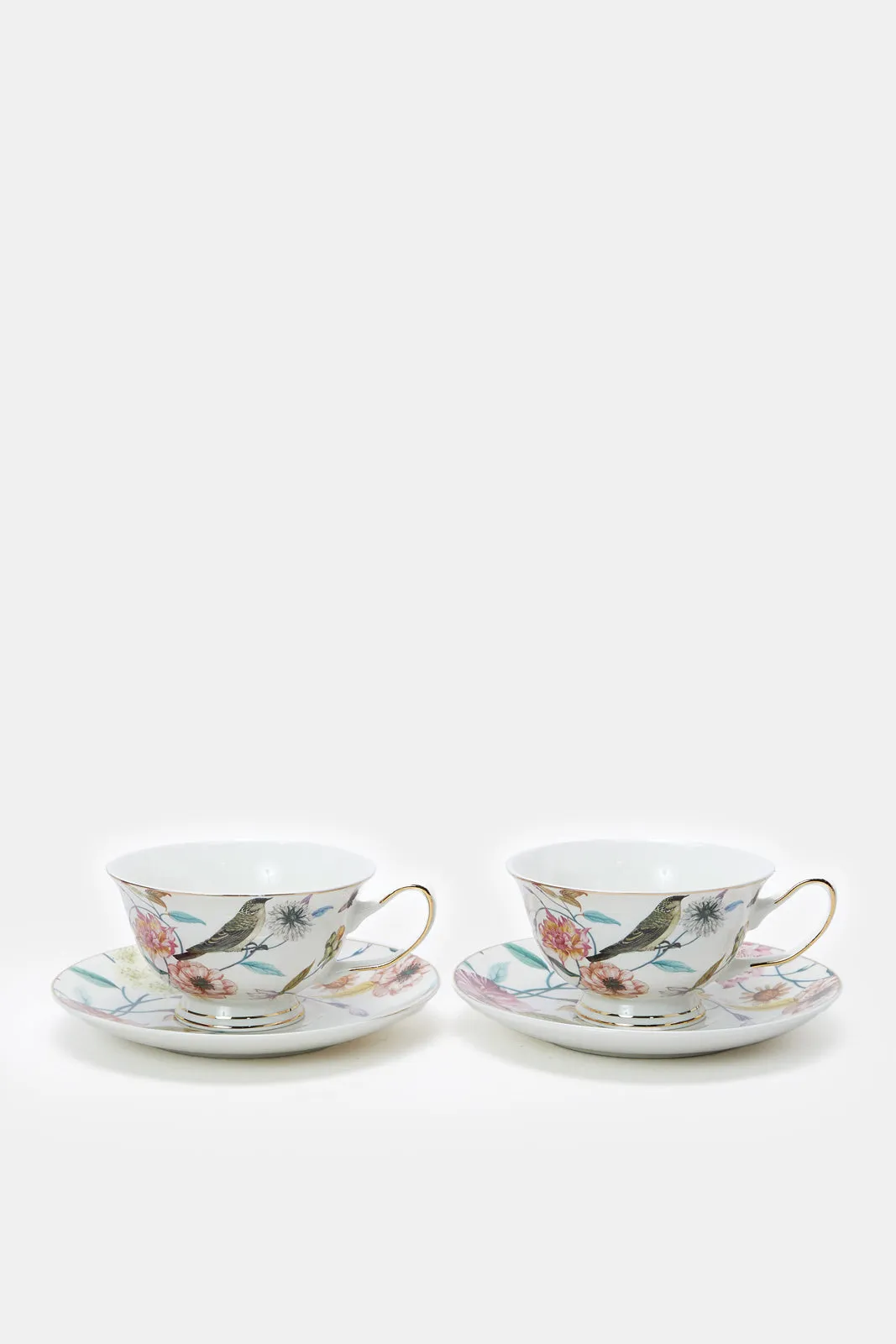 Assorted Printed Cup And Saucer Set (4 Piece)