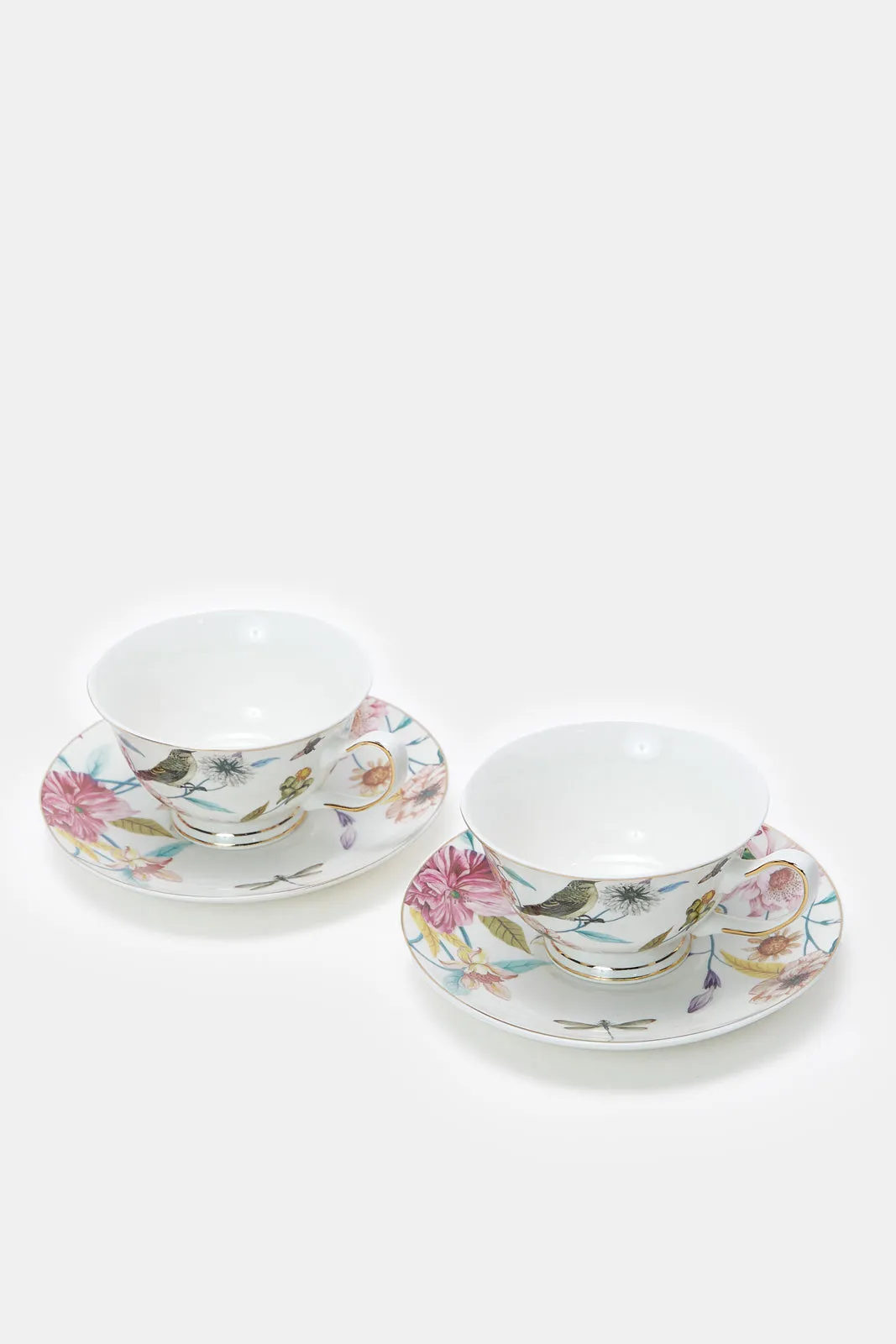 Assorted Printed Cup And Saucer Set (4 Piece)