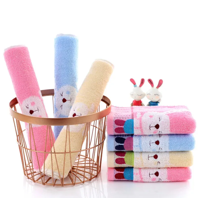 Baby Towel Cartoon Rabbit Face Bath Towels Washcloth Soft Cotton Children Bathroom Wipe Hand Handkerchief for Kids Adult