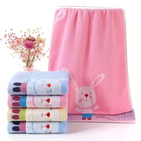 Baby Towel Cartoon Rabbit Face Bath Towels Washcloth Soft Cotton Children Bathroom Wipe Hand Handkerchief for Kids Adult