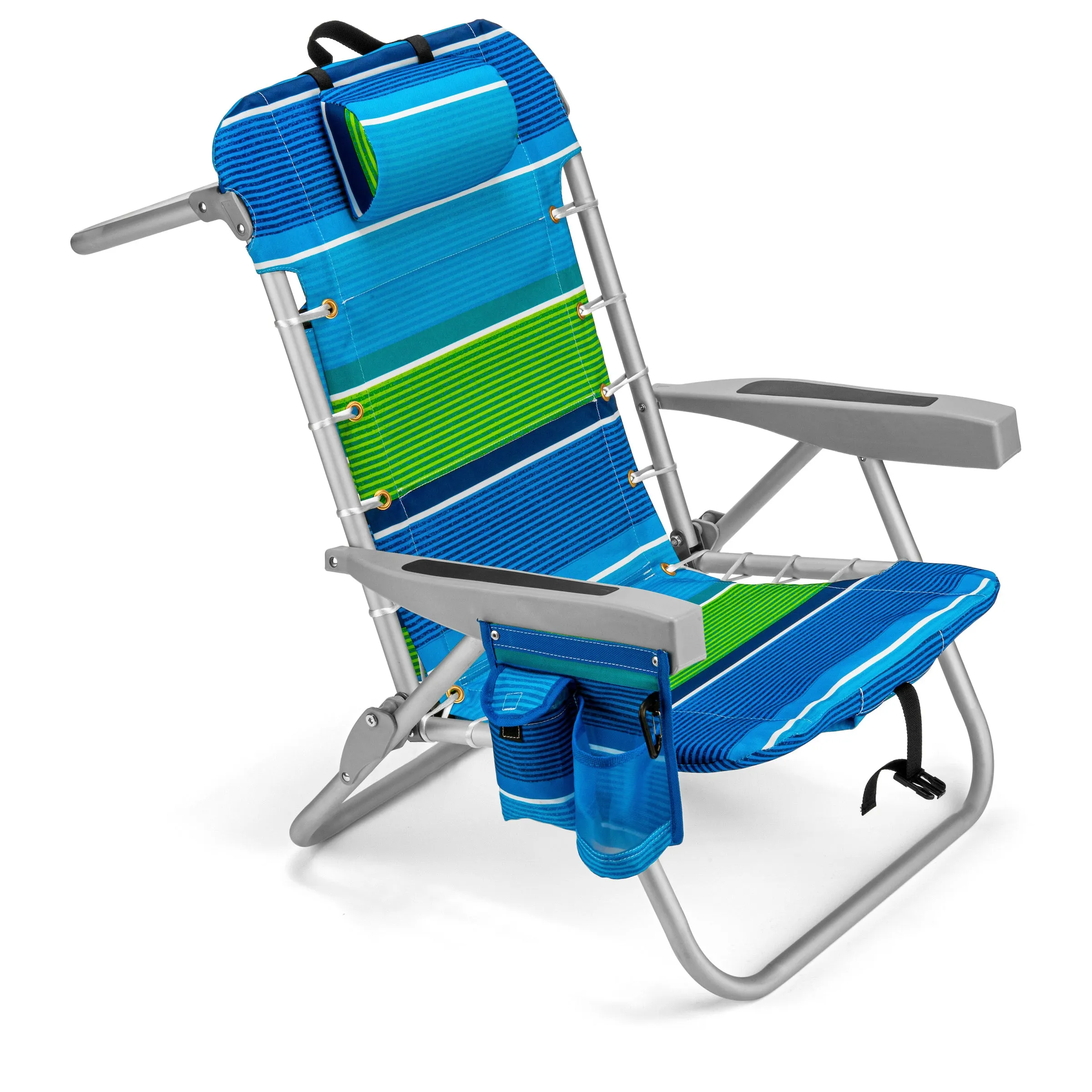 Backpack Beach Chair with 5 Positions, Towel bar, XL Cooler Pouch, Storage Pouch, etc