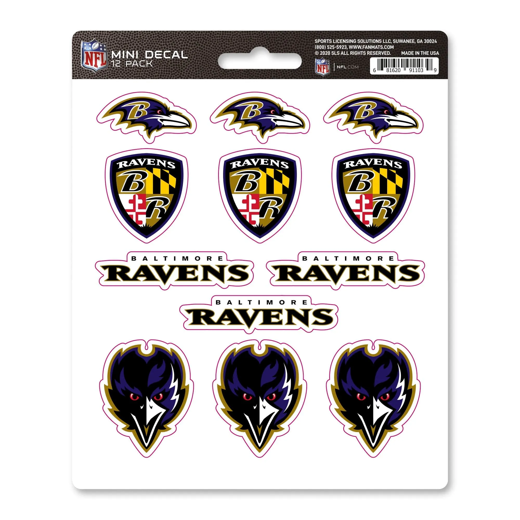 Baltimore Ravens 12 Count Mini Decal Sticker Pack