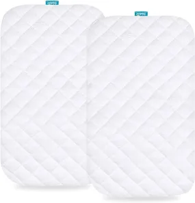 Bassinet Mattress Pad Cover - Fits ADOVEL Baby Bassinet Bedside Crib, 2 Pack, Bamboo, Waterproof