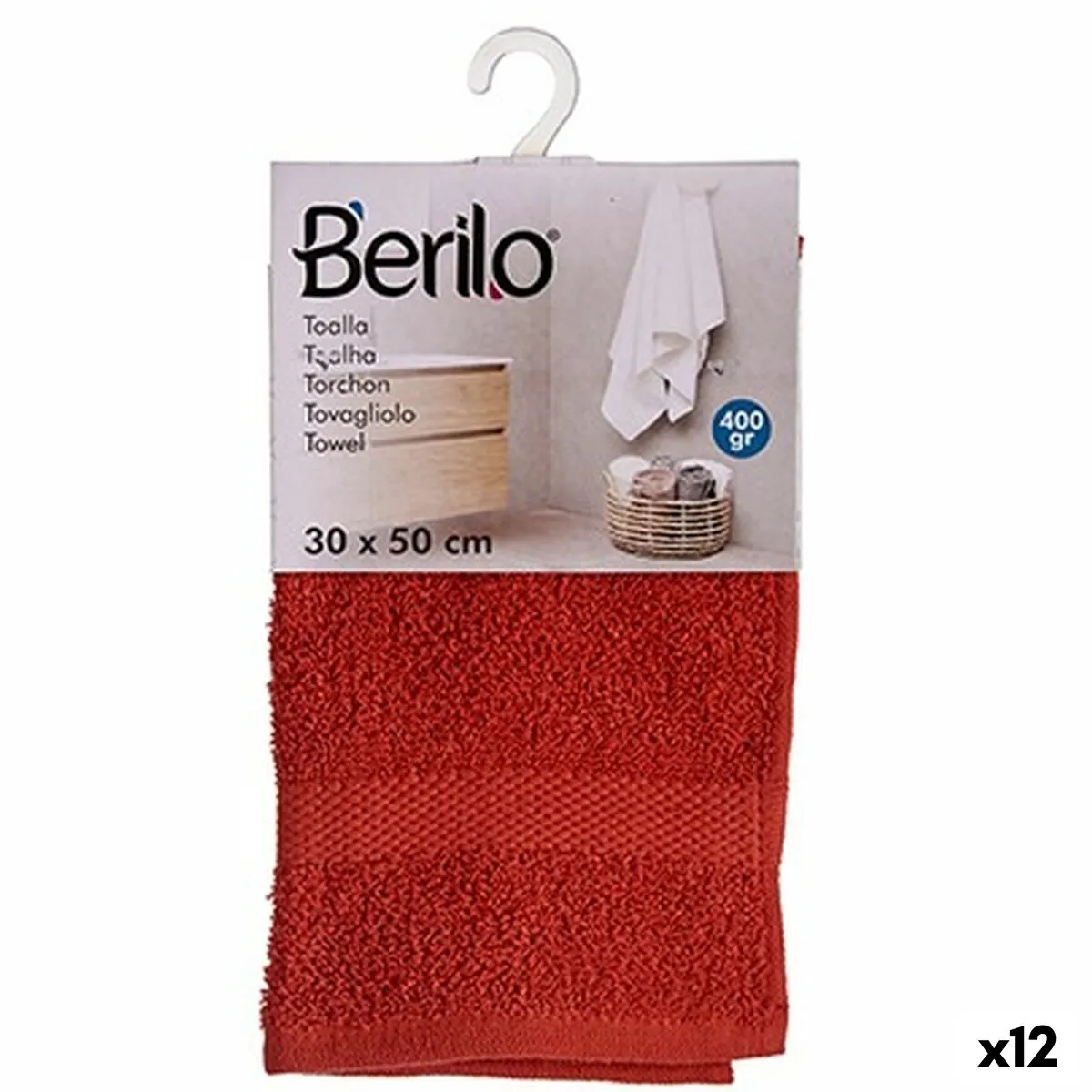 Bath towel Terracotta colour 30 x 50 cm (12 Units) * Toalla de baño Color teja 30 x 50 cm (12 Unidades)