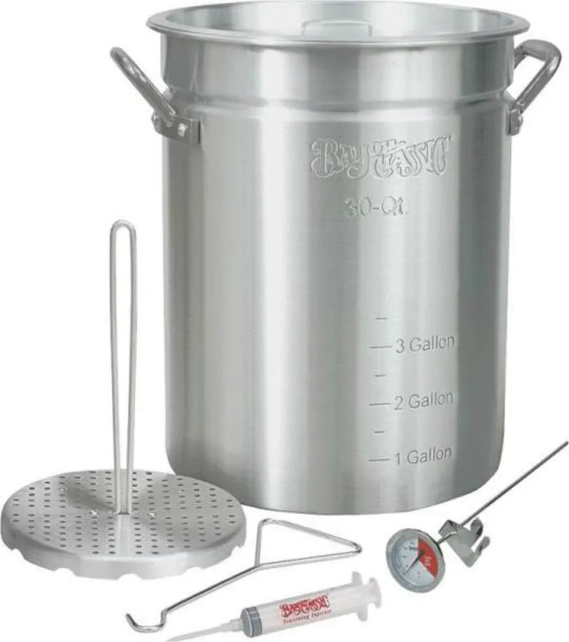 Bayou Classic 3025 Aluminum Turkey Fryer Pot with Accessories, 30 Quart