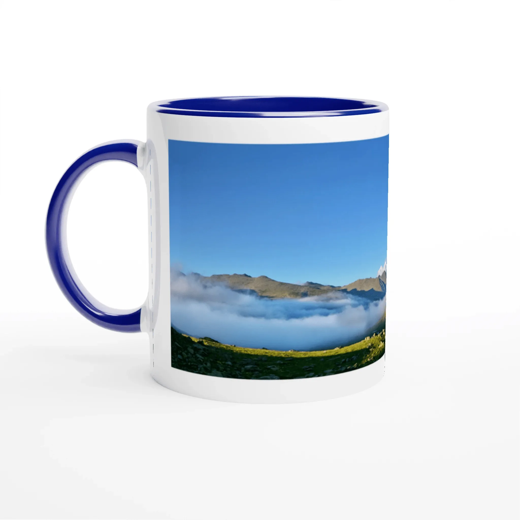 Beautiful Serene Mountain in a Blue Ceramic Mug