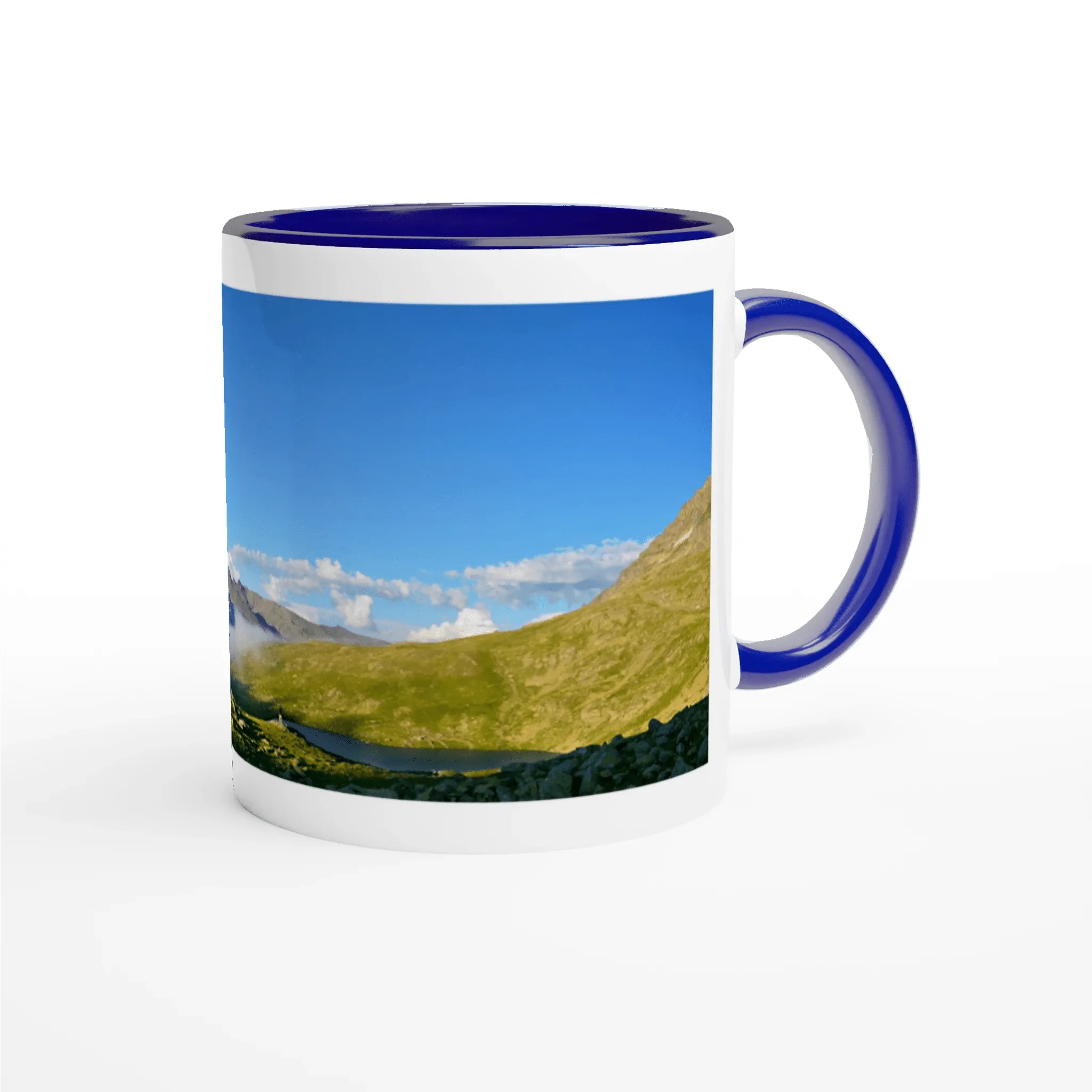 Beautiful Serene Mountain in a Blue Ceramic Mug