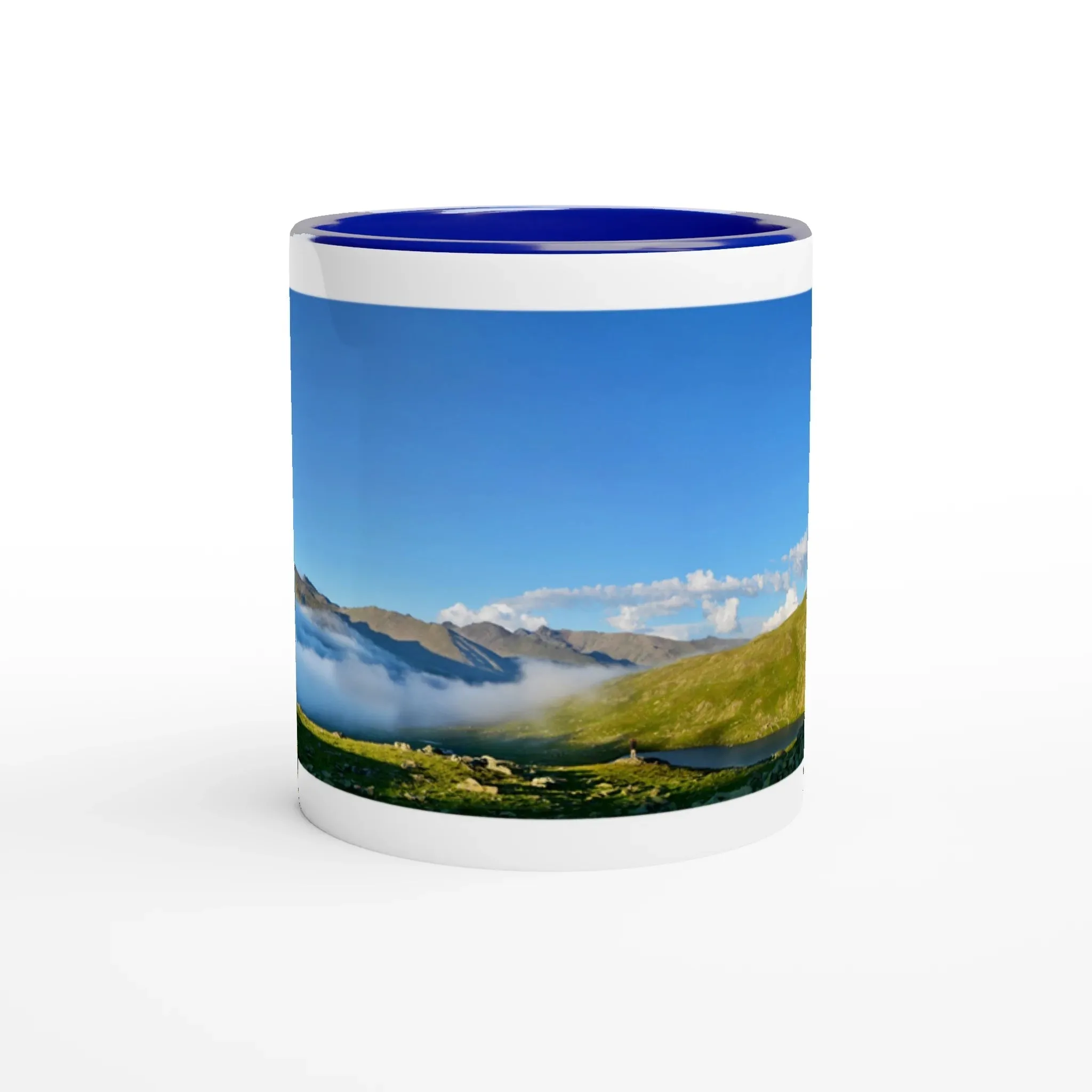 Beautiful Serene Mountain in a Blue Ceramic Mug