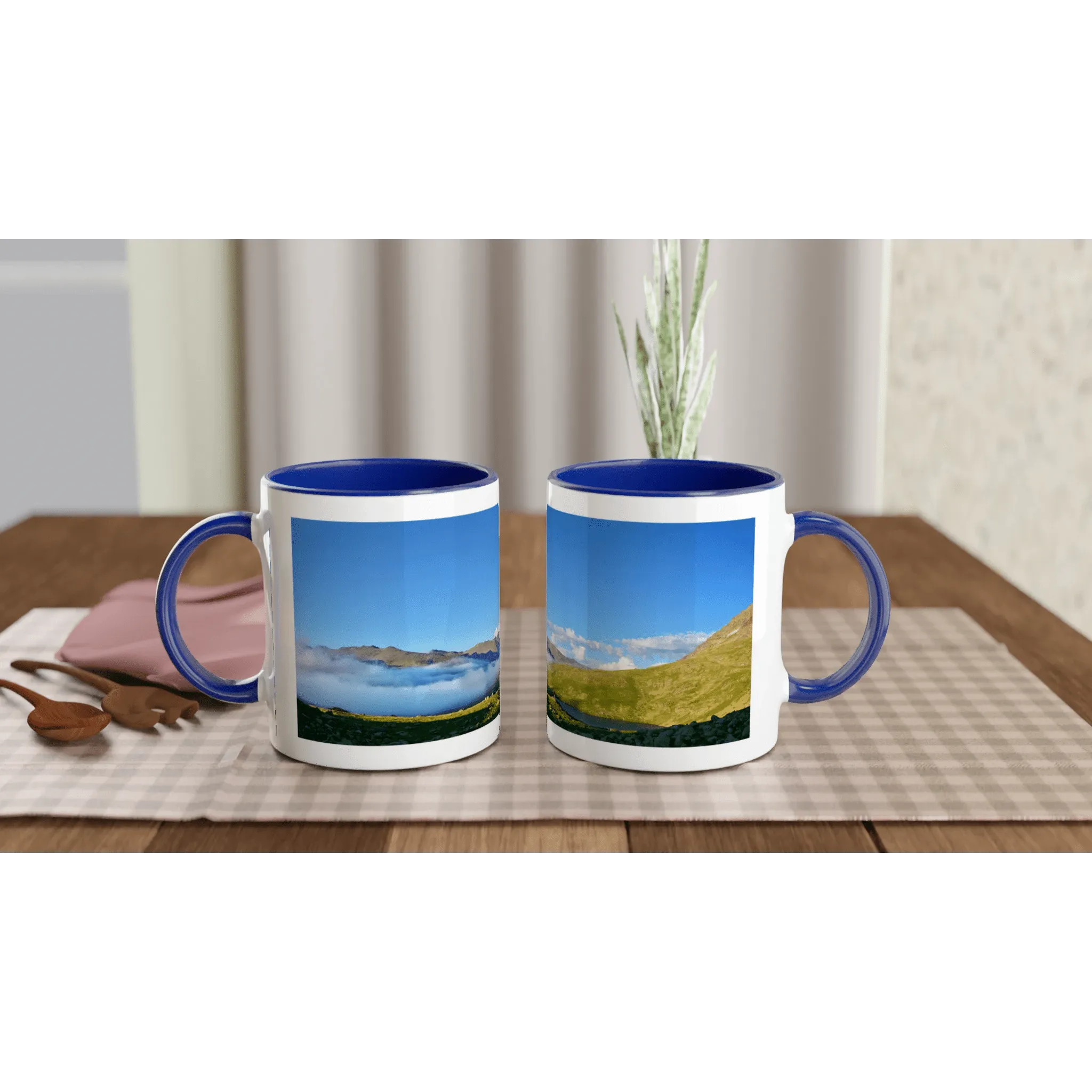 Beautiful Serene Mountain in a Blue Ceramic Mug