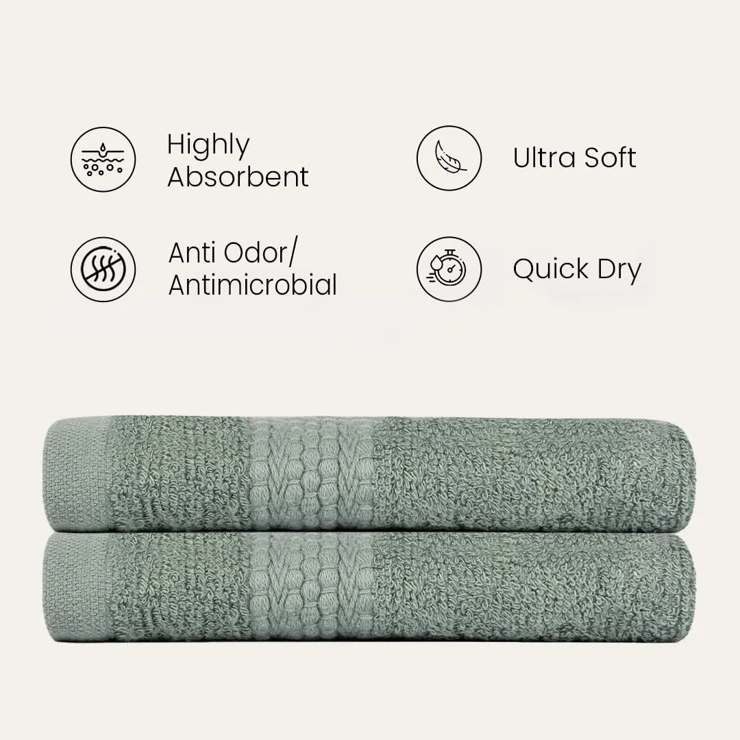 BePlush 450 GSM Bamboo Towel | Ultra Soft, Absorbent, & Quick Dry Towels for Gym, Travel (Hand Towel, Olive Green, Pack of 2)