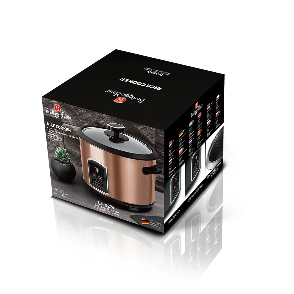 Berlinger Haus Rice Cooker Keep warm function, Non-Stick bowl, 1.8 Lit, 700Watts, 1.8L, Rose Gold