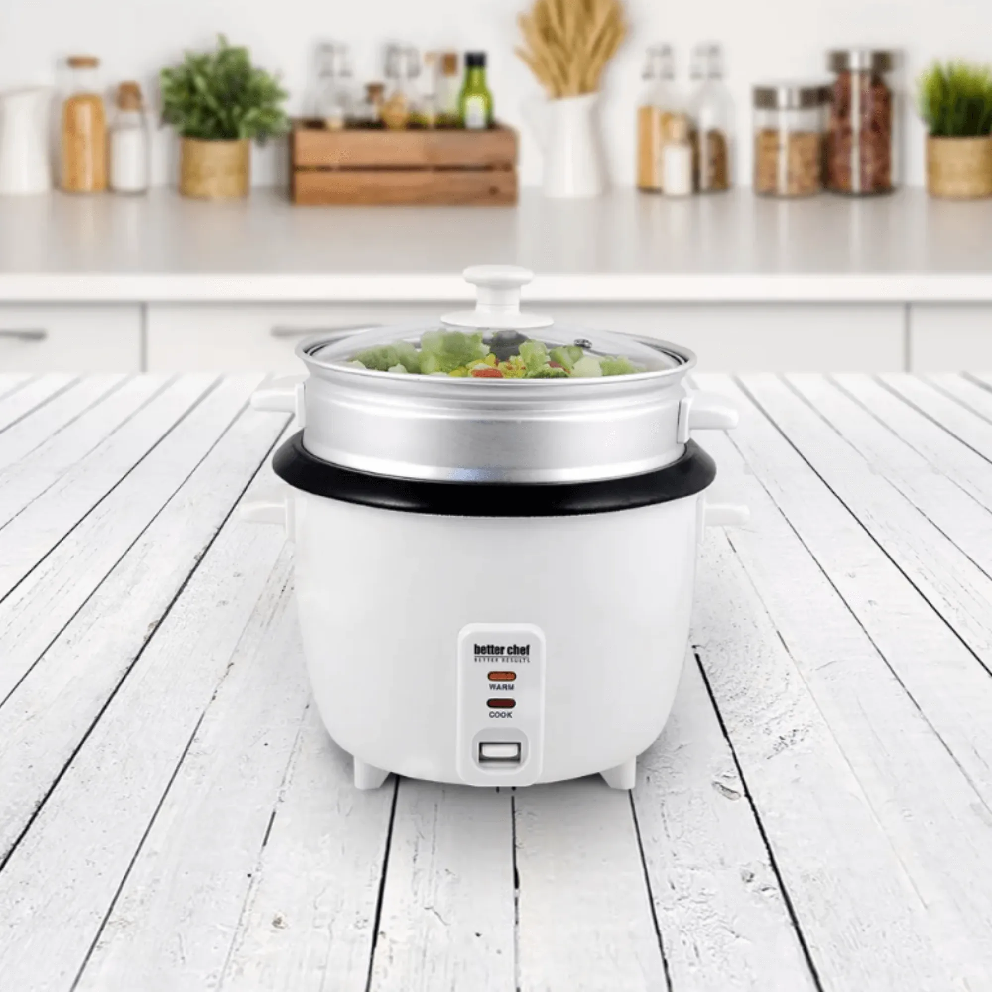 Better Chef 5-Cup - 10-Cup Cooked - Rice Cooker with Steamer and Non-Stick Pot by Jupiter Gear Home