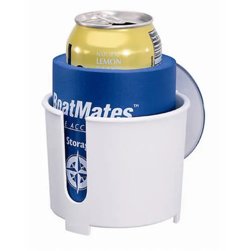 BoatMates Drink Holder with Can Cooler  White