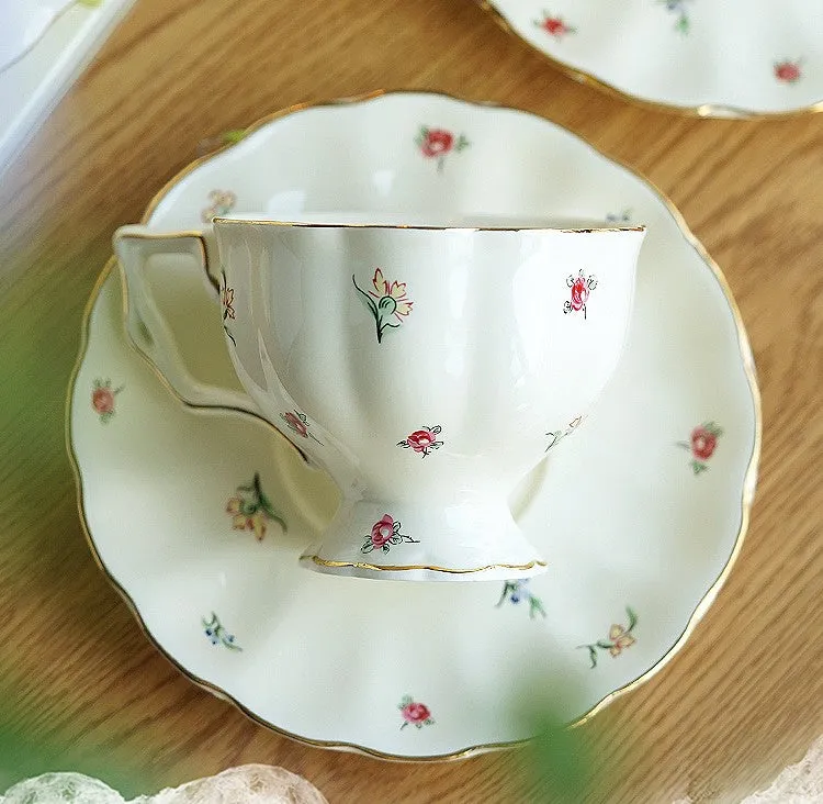 Bone China Porcelain Tea Cup Set, Beautiful British Tea Cups, Traditional English Tea Cups and Saucers, Unique Ceramic Coffee Cups