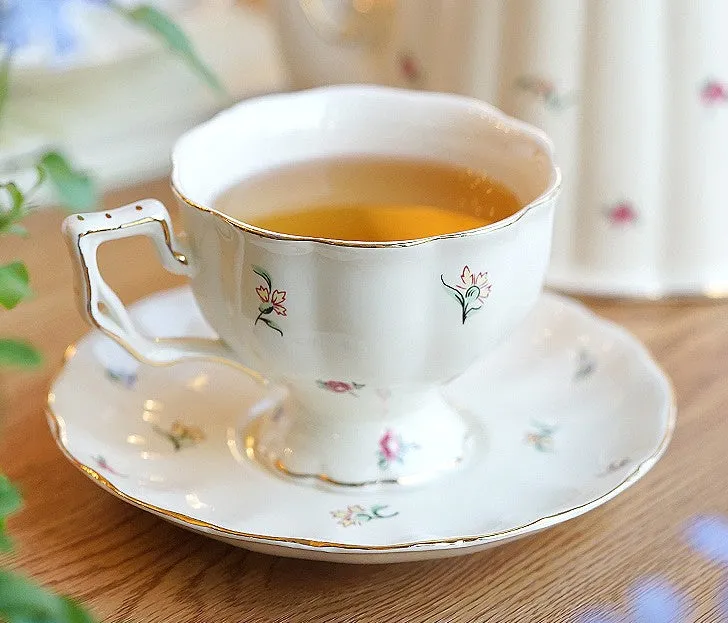 Bone China Porcelain Tea Cup Set, Beautiful British Tea Cups, Traditional English Tea Cups and Saucers, Unique Ceramic Coffee Cups