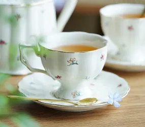 Bone China Porcelain Tea Cup Set, Beautiful British Tea Cups, Traditional English Tea Cups and Saucers, Unique Ceramic Coffee Cups