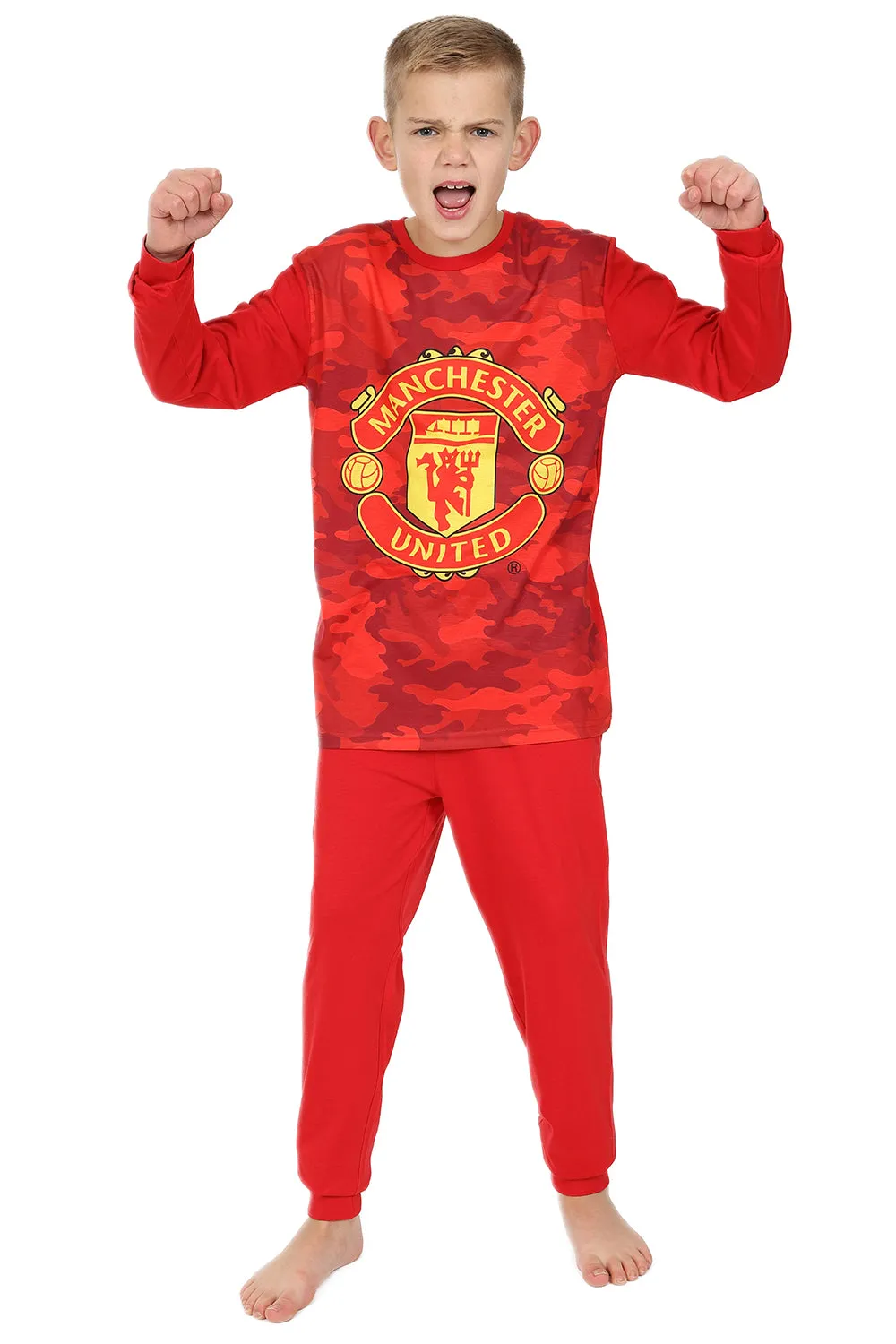 Boys Manchester United FC Red Camouflage Long Pyjamas