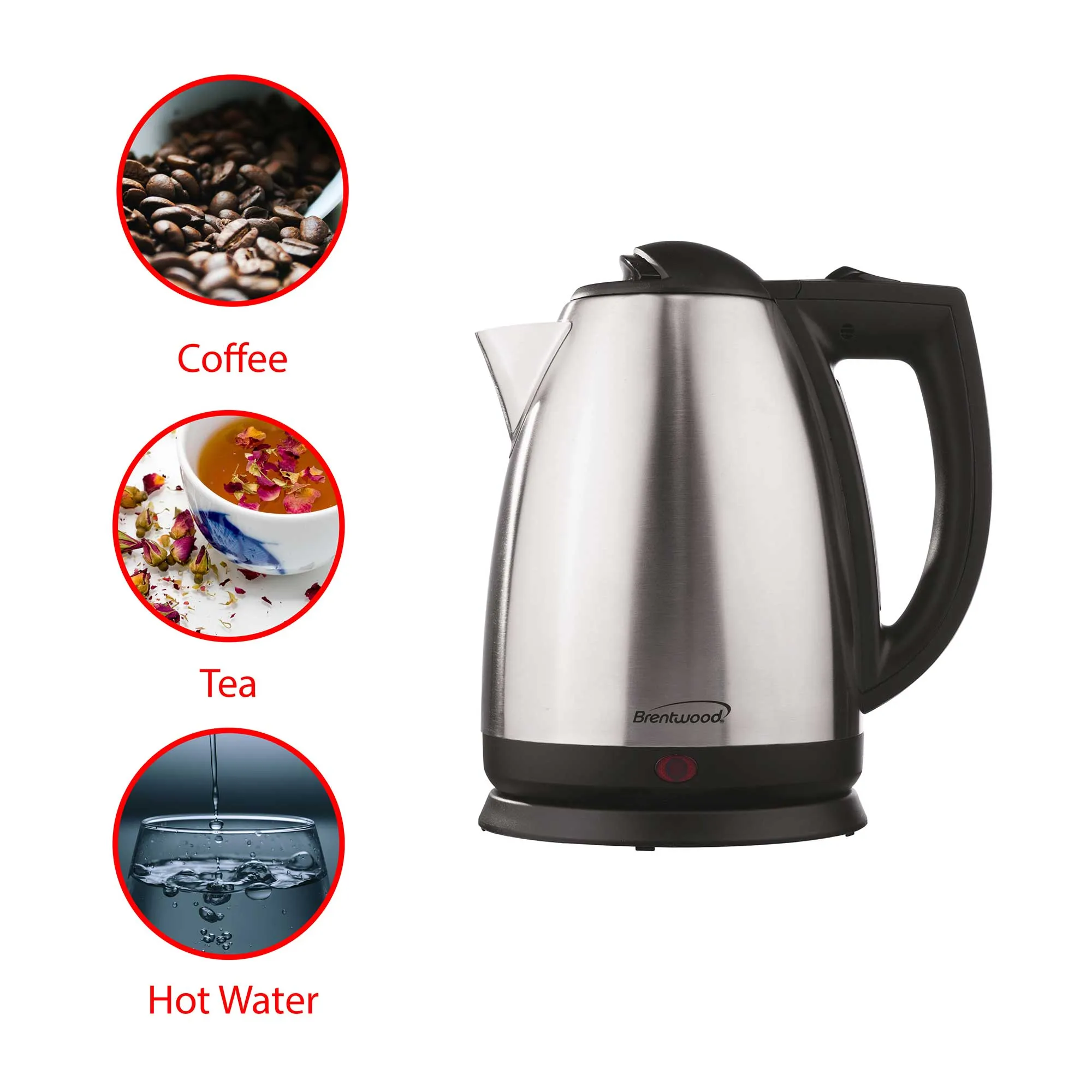 Brentwood KT-1800 2L Stainless Steel Cordless Electric Kettle