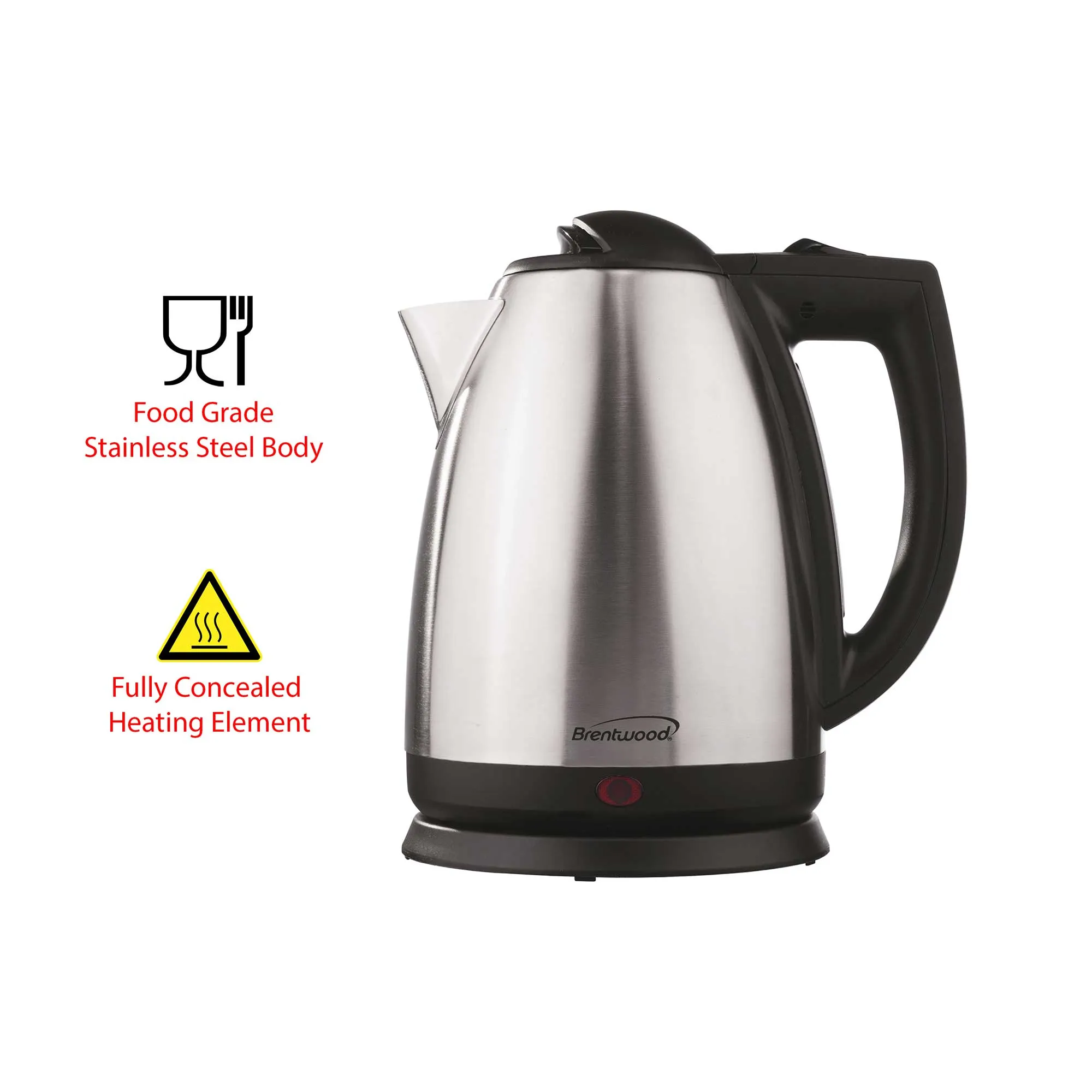 Brentwood KT-1800 2L Stainless Steel Cordless Electric Kettle