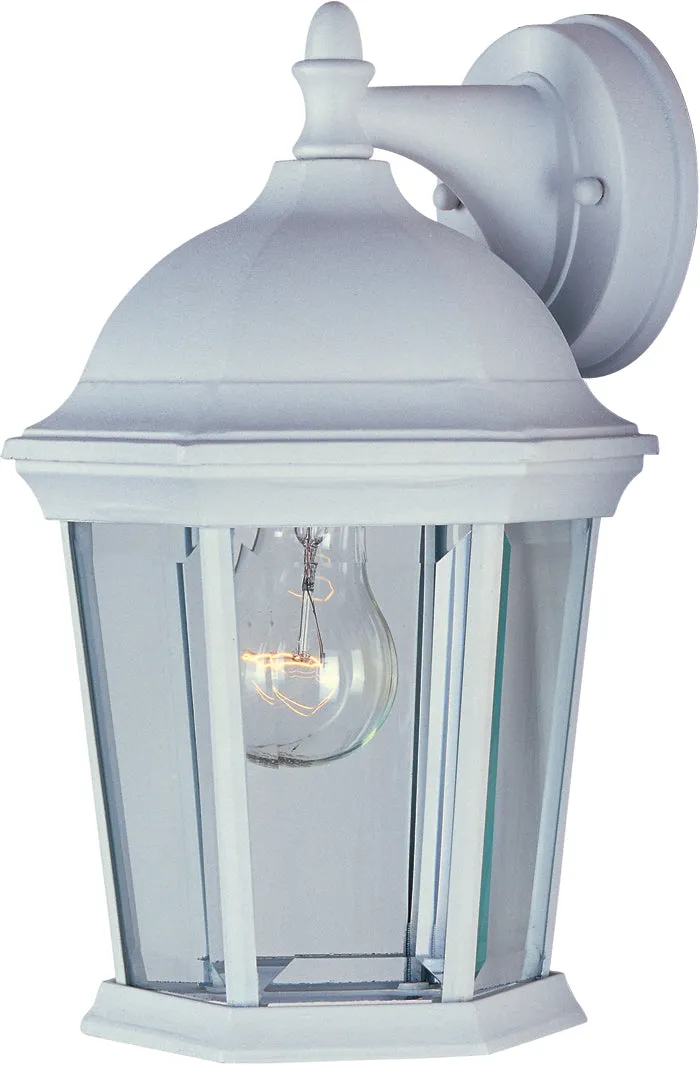 Builder Cast 1-Light Outdoor Wall Lantern in White with Clear Glass